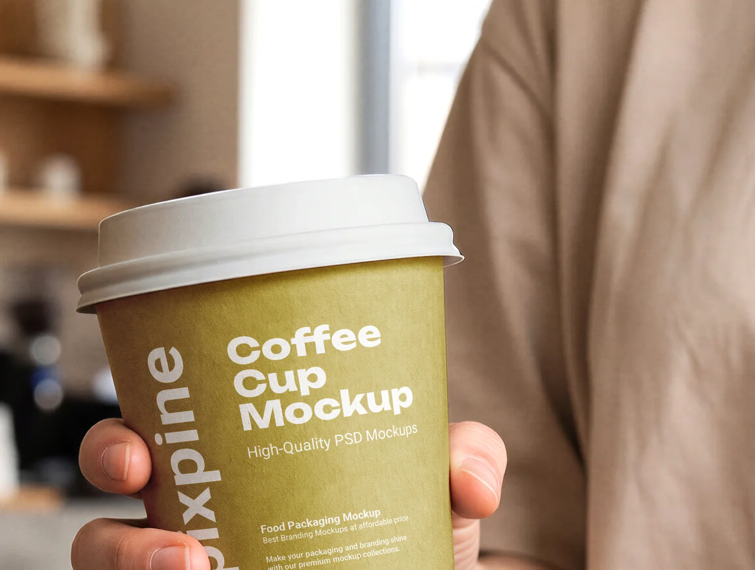 Coffee Cup and Paper Bowl in Hands Mockup 2