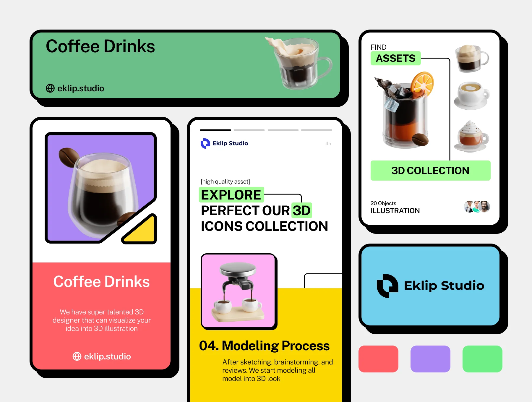 Coffee Drinks 3D Icon Set 4