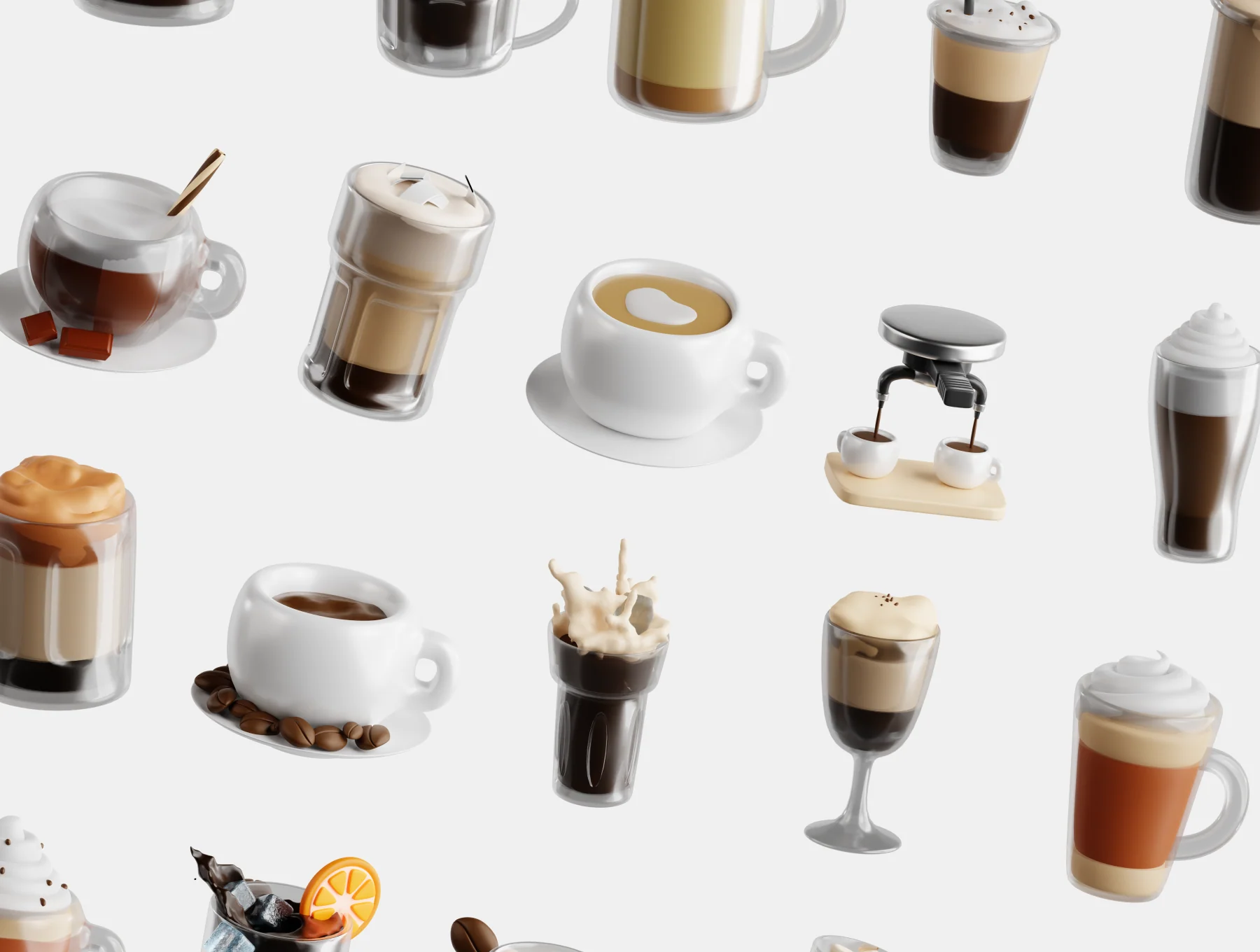 Coffee Drinks 3D Icon Set 5