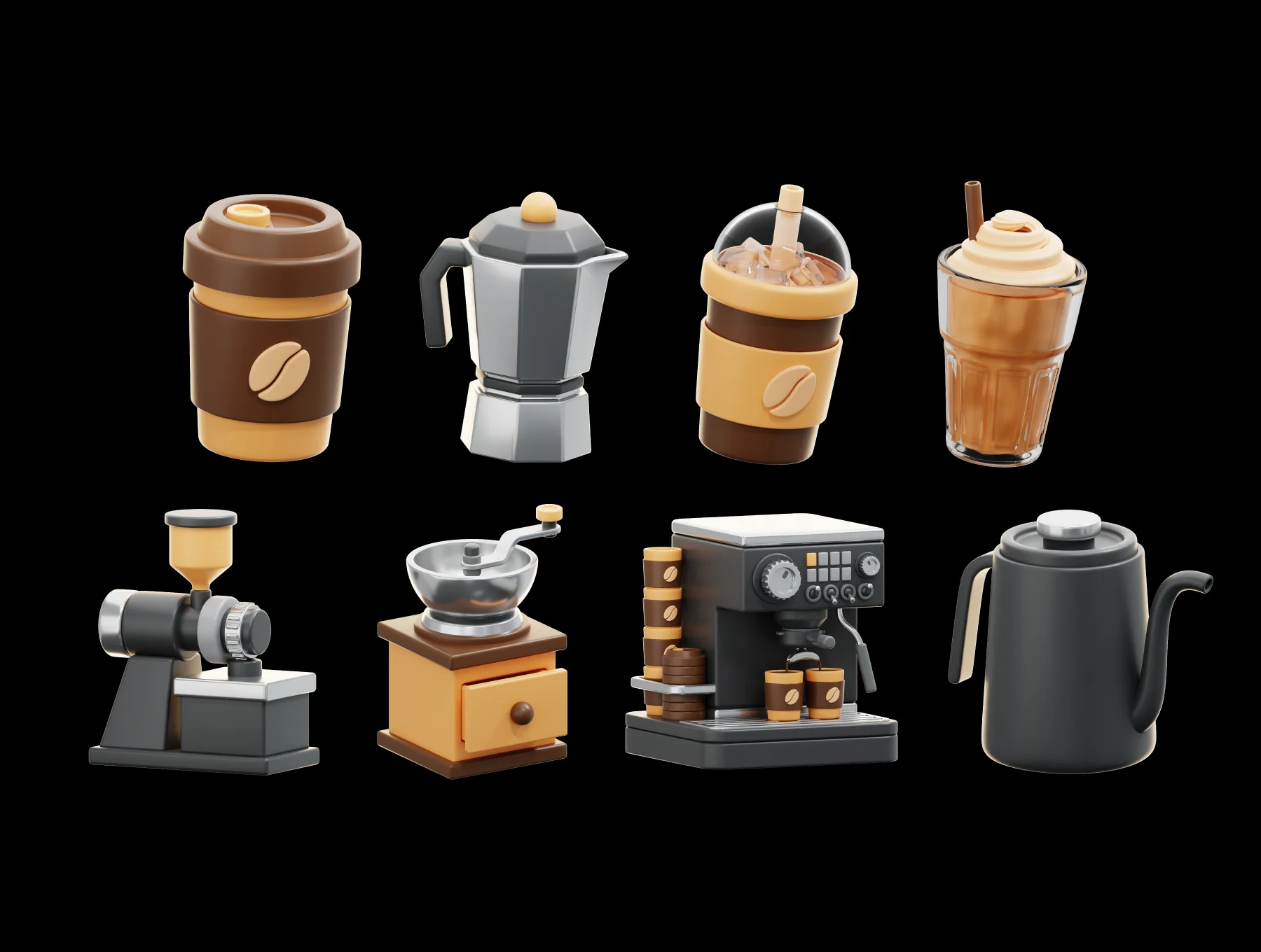 Coffee Shop Tools 3D Icon Pack 5