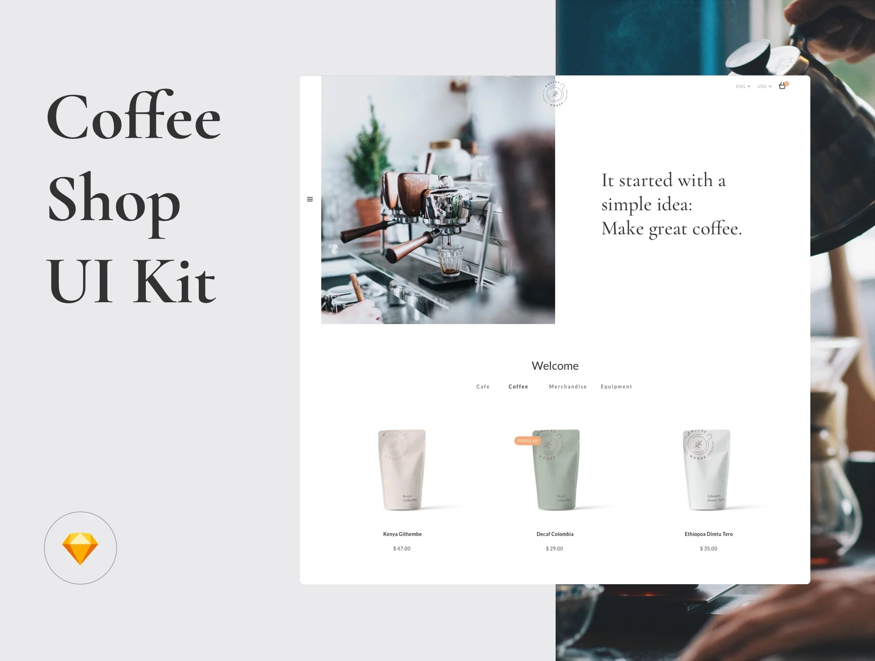Coffee shop UI Kit