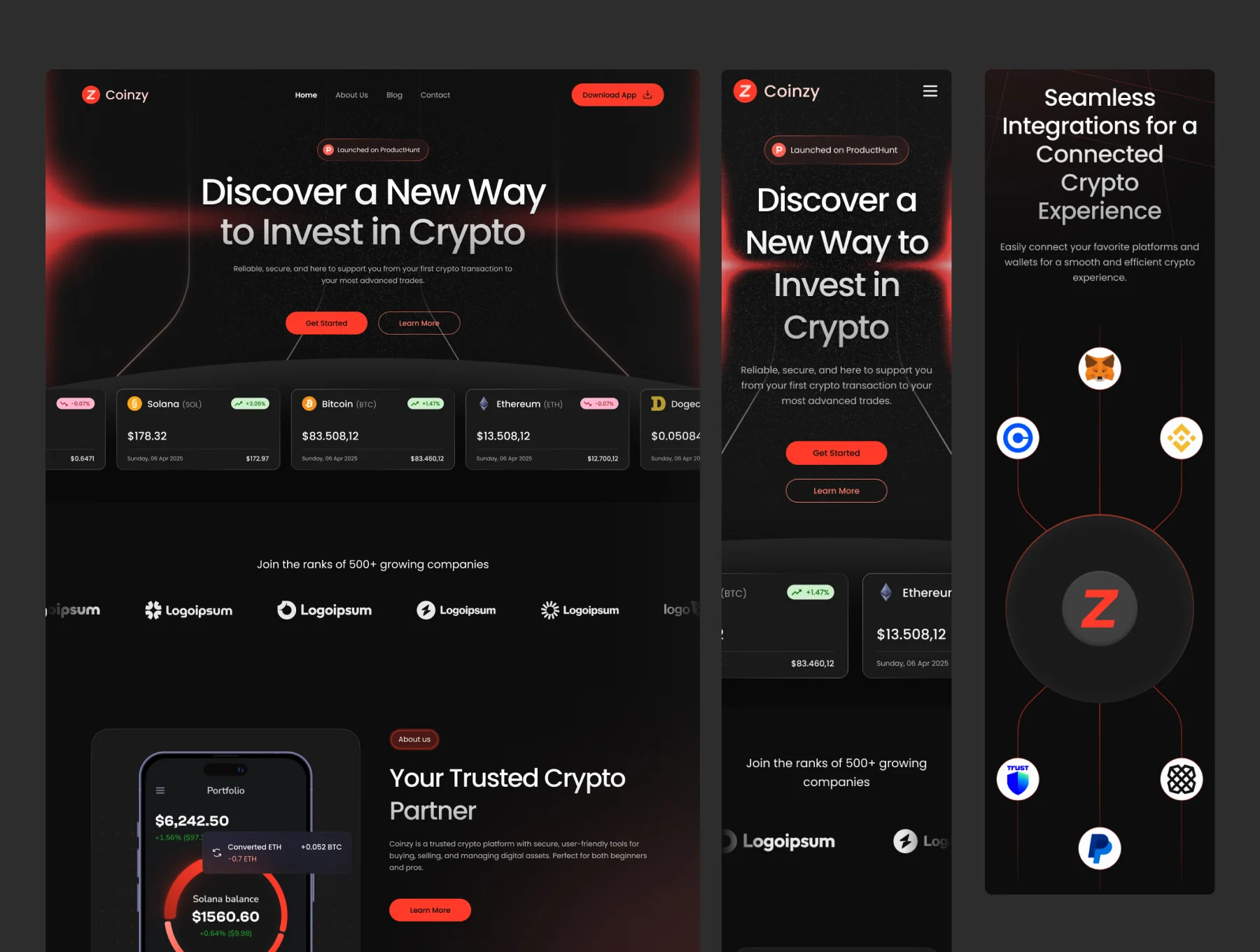 Coinzy - Cryptocurrency Technology Website 6
