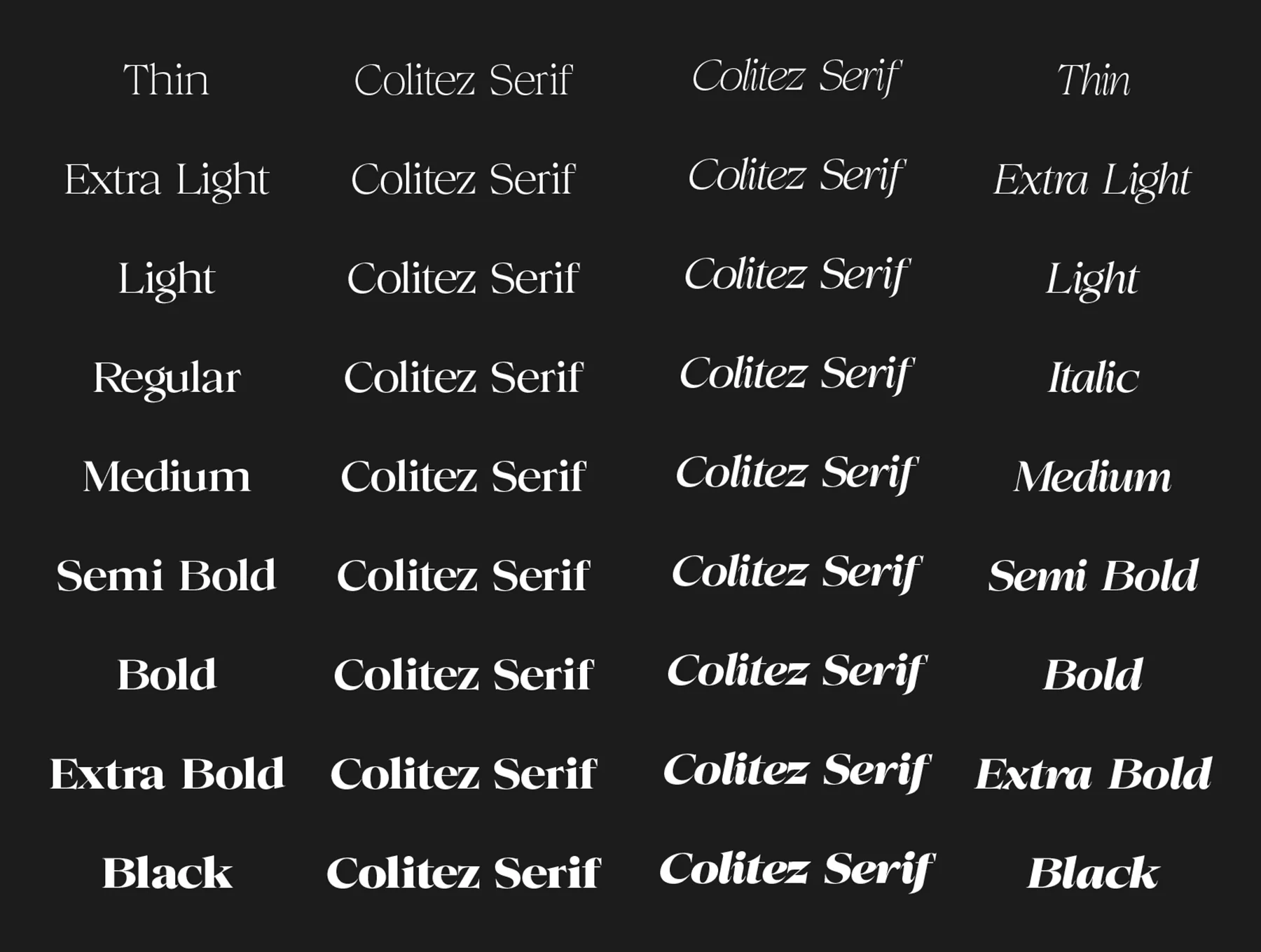 Colitez Serif Family 14