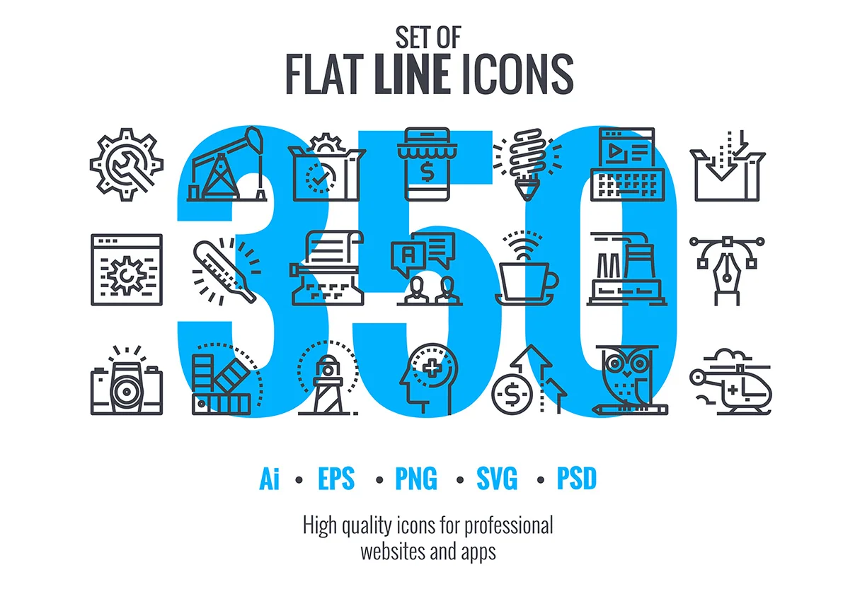 Collection of Set Flat Line icons