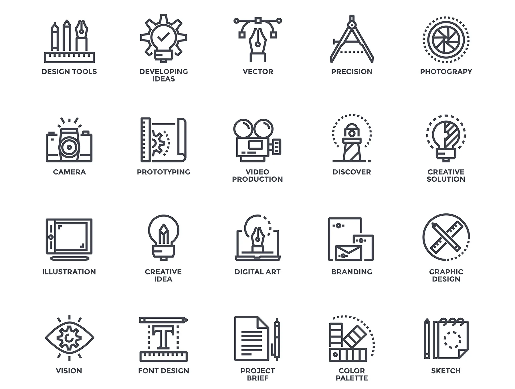 Collection of Set Flat Line icons 3
