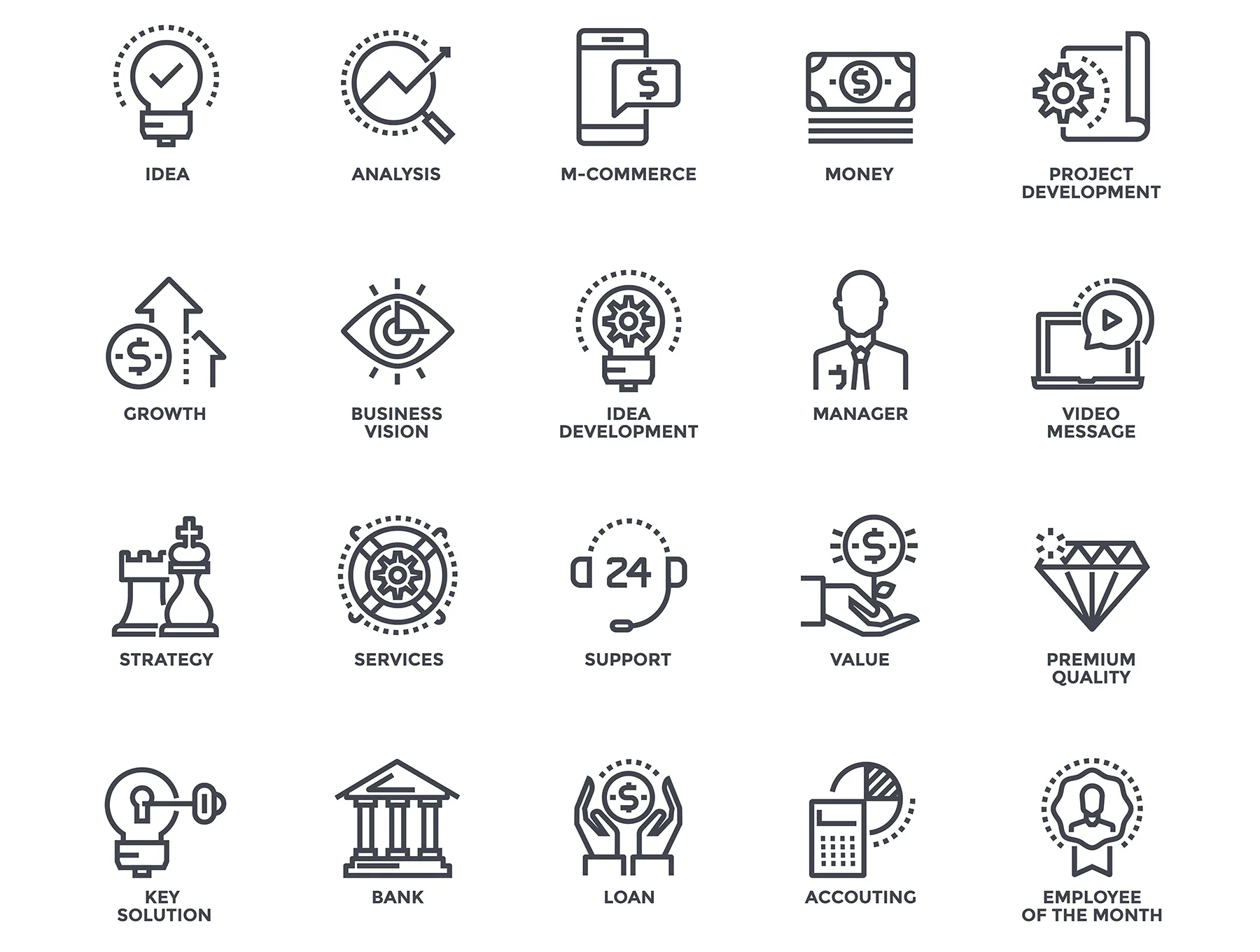 Collection of Set Flat Line icons 4