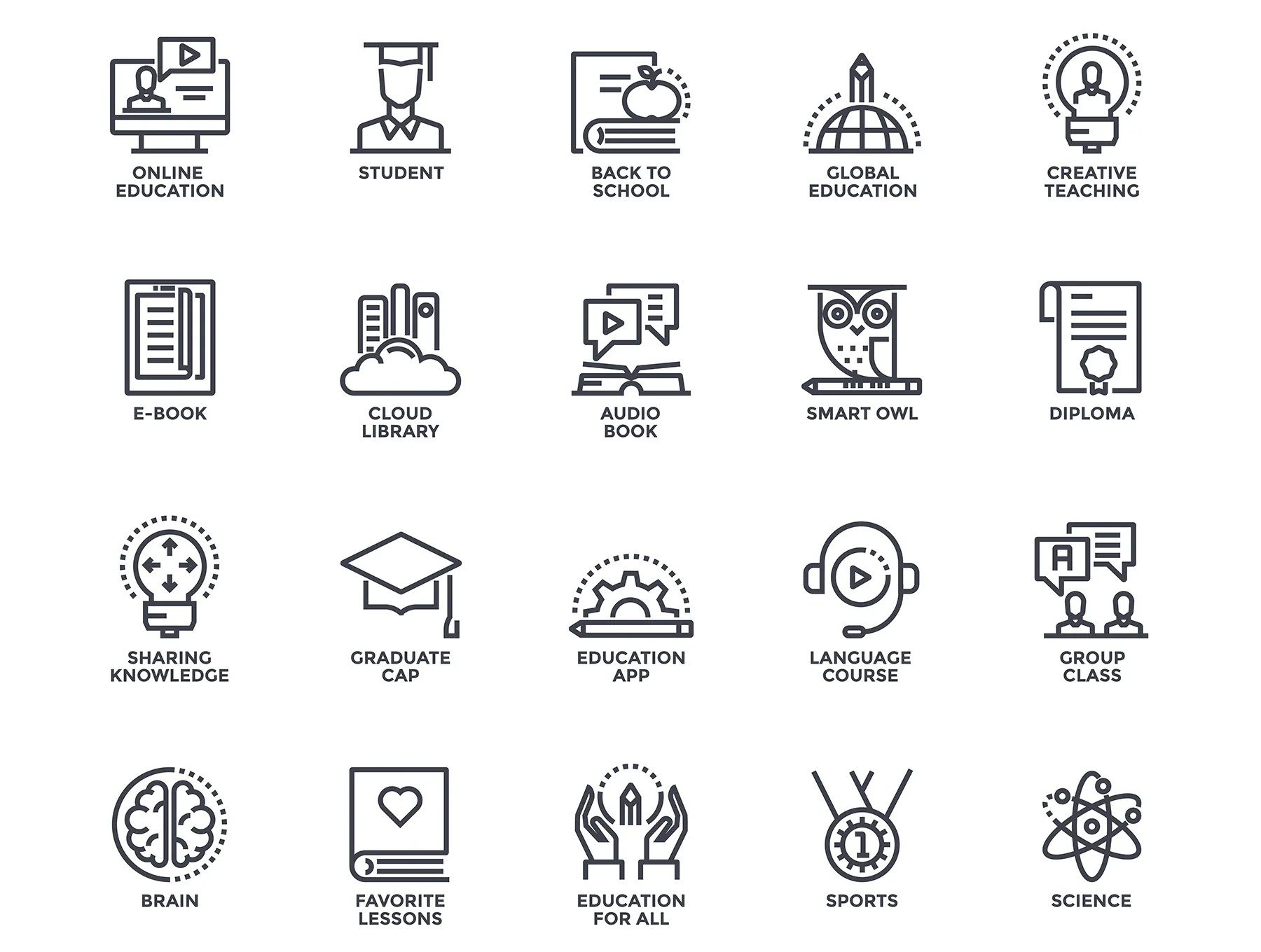 Collection of Set Flat Line icons 5