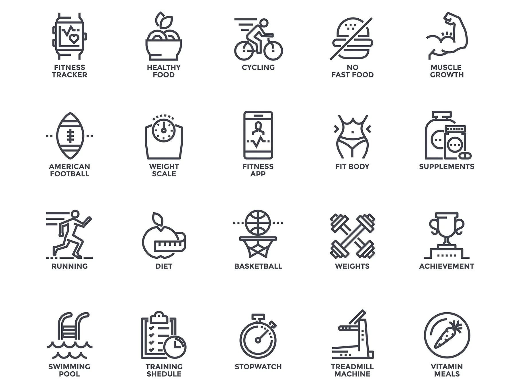 Collection of Set Flat Line icons 6