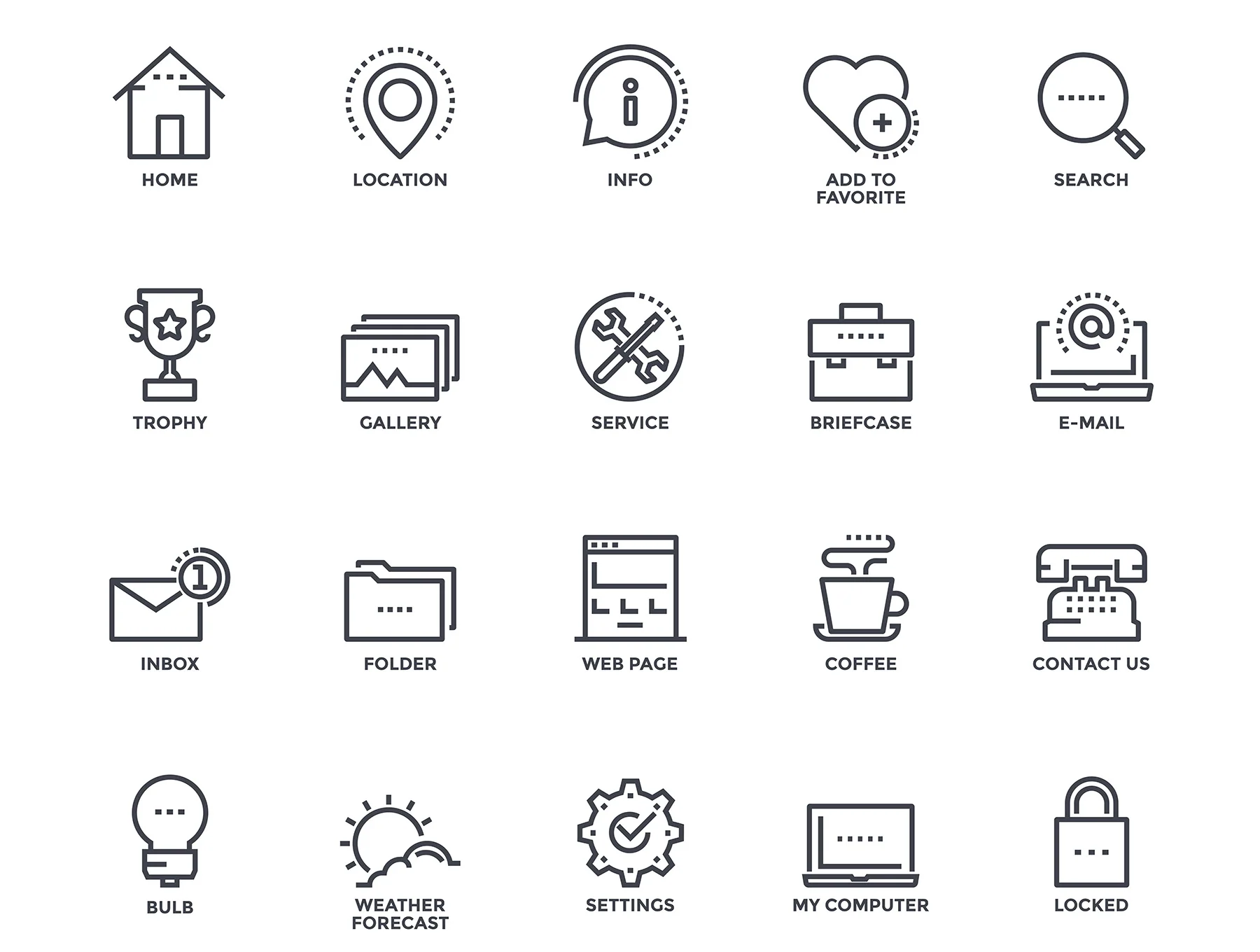Collection of Set Flat Line icons 7