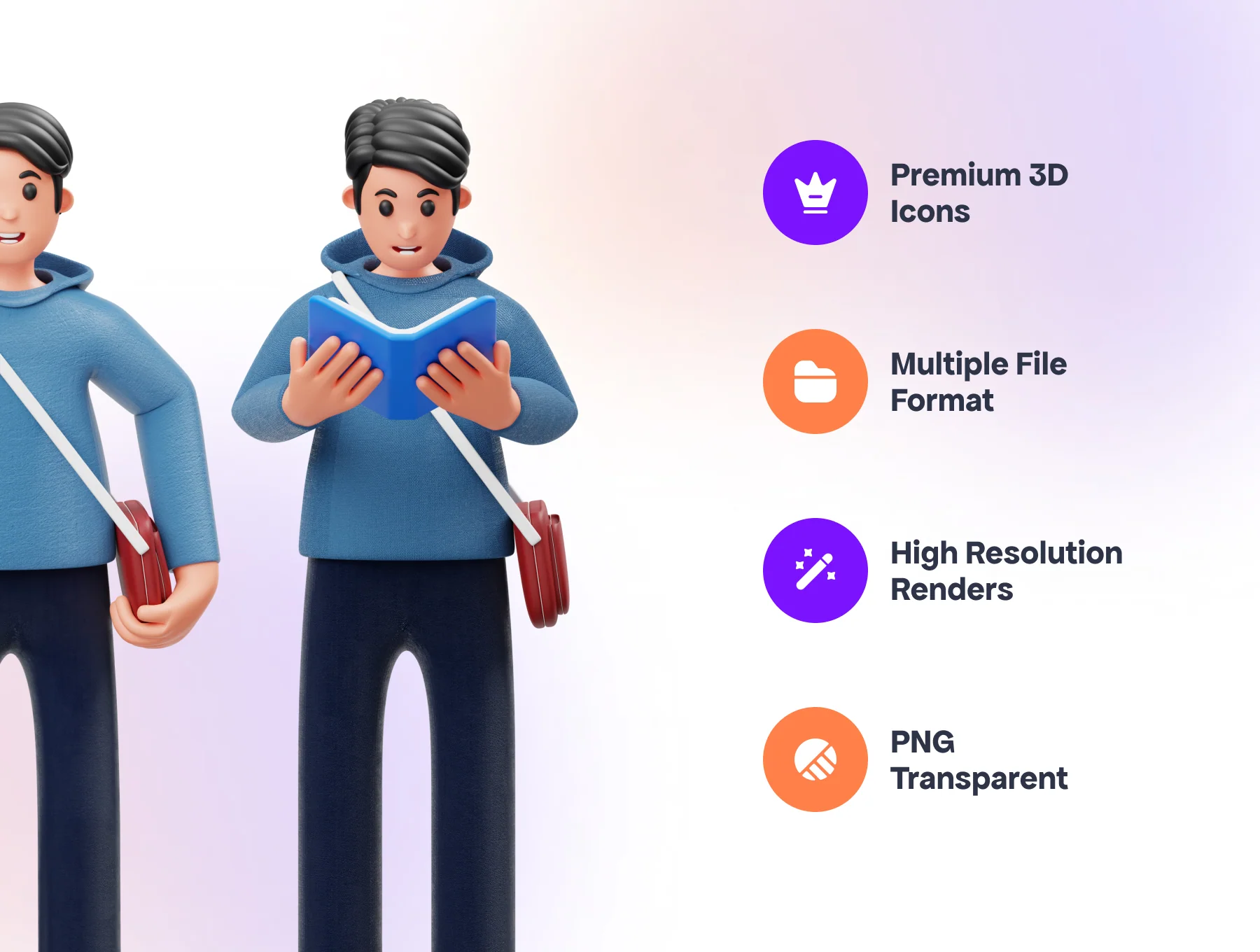 College Student 3D Character Illustration 2