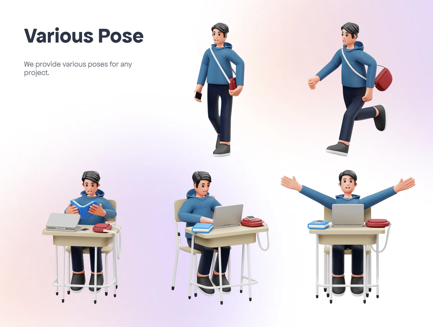College Student 3D Character Illustration 6