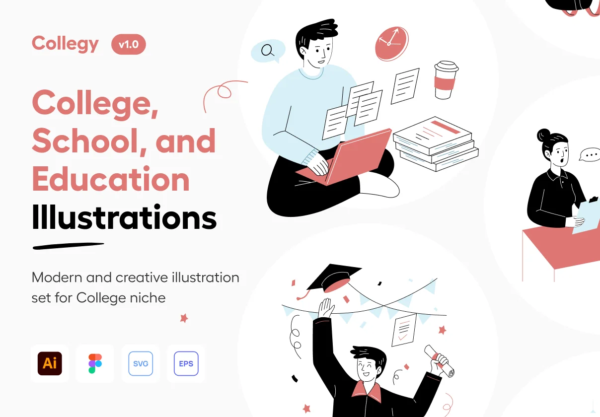 Collegy - College & Education Illustration Set