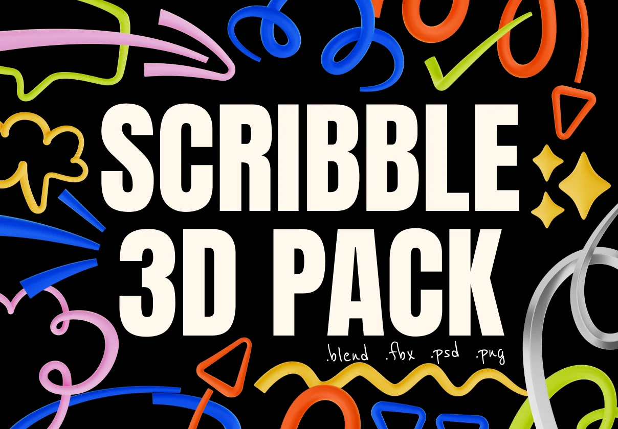 Colorful 3D Scribble Elements