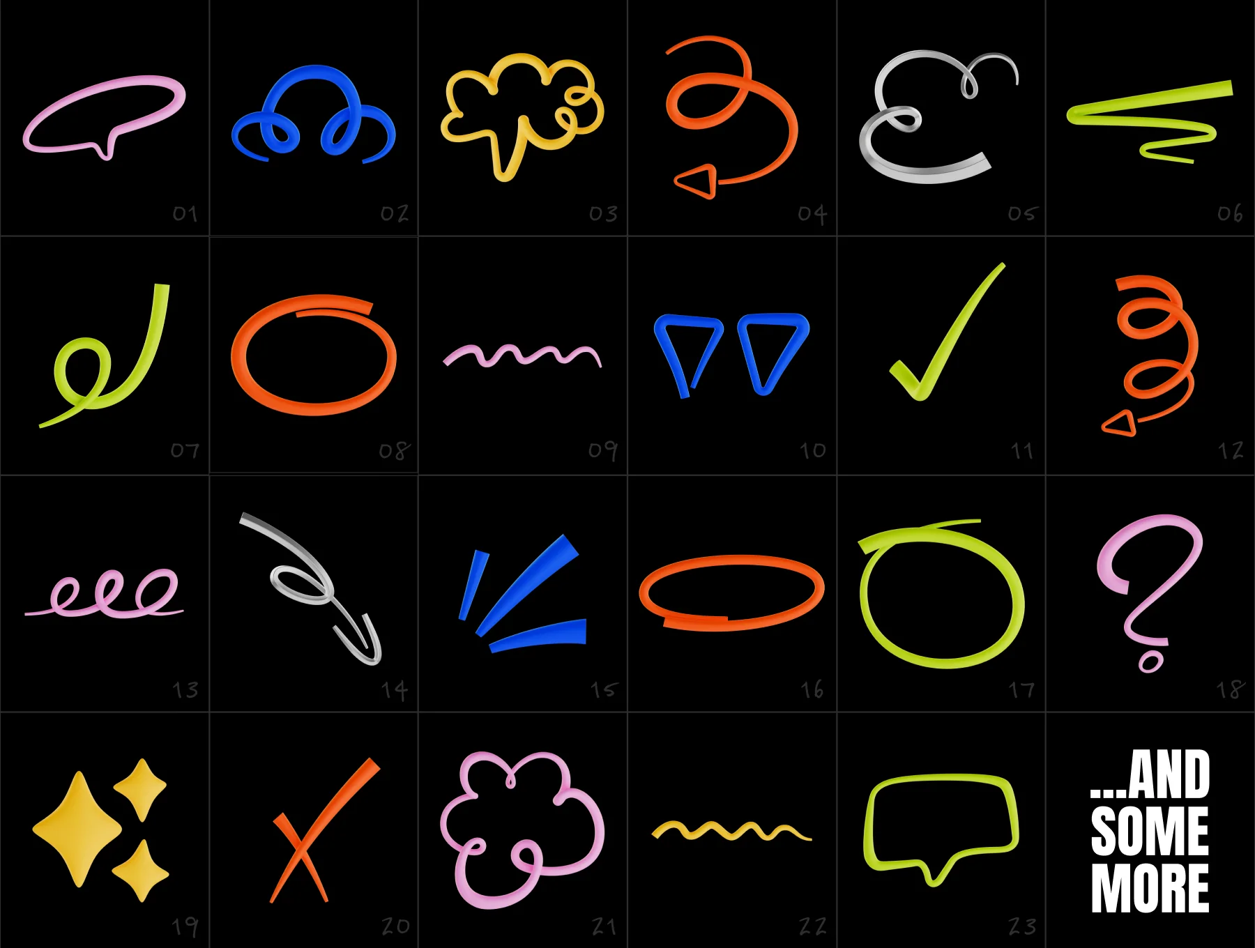 Colorful 3D Scribble Elements 2