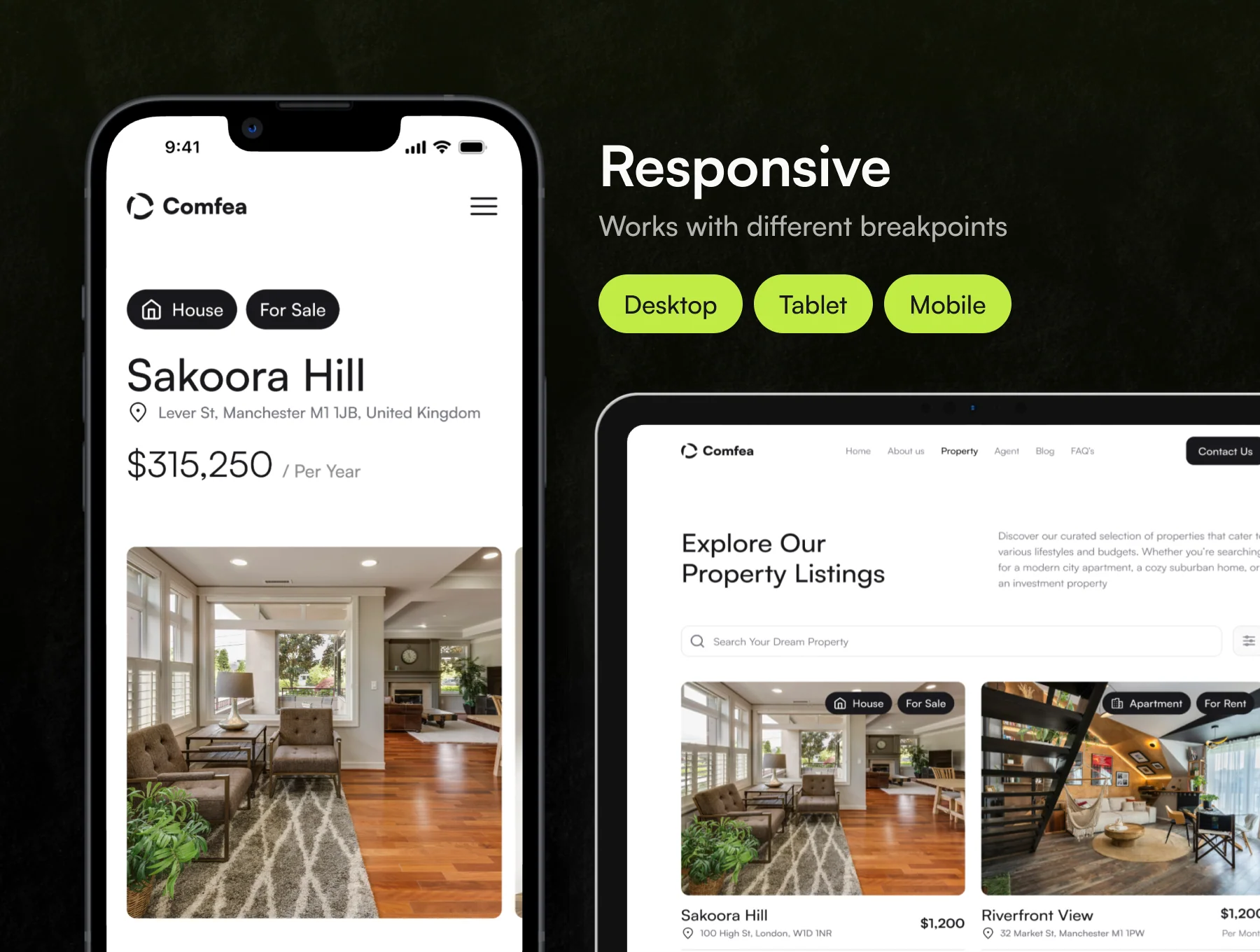 Comfea - Real Estate Website UI Kit 2