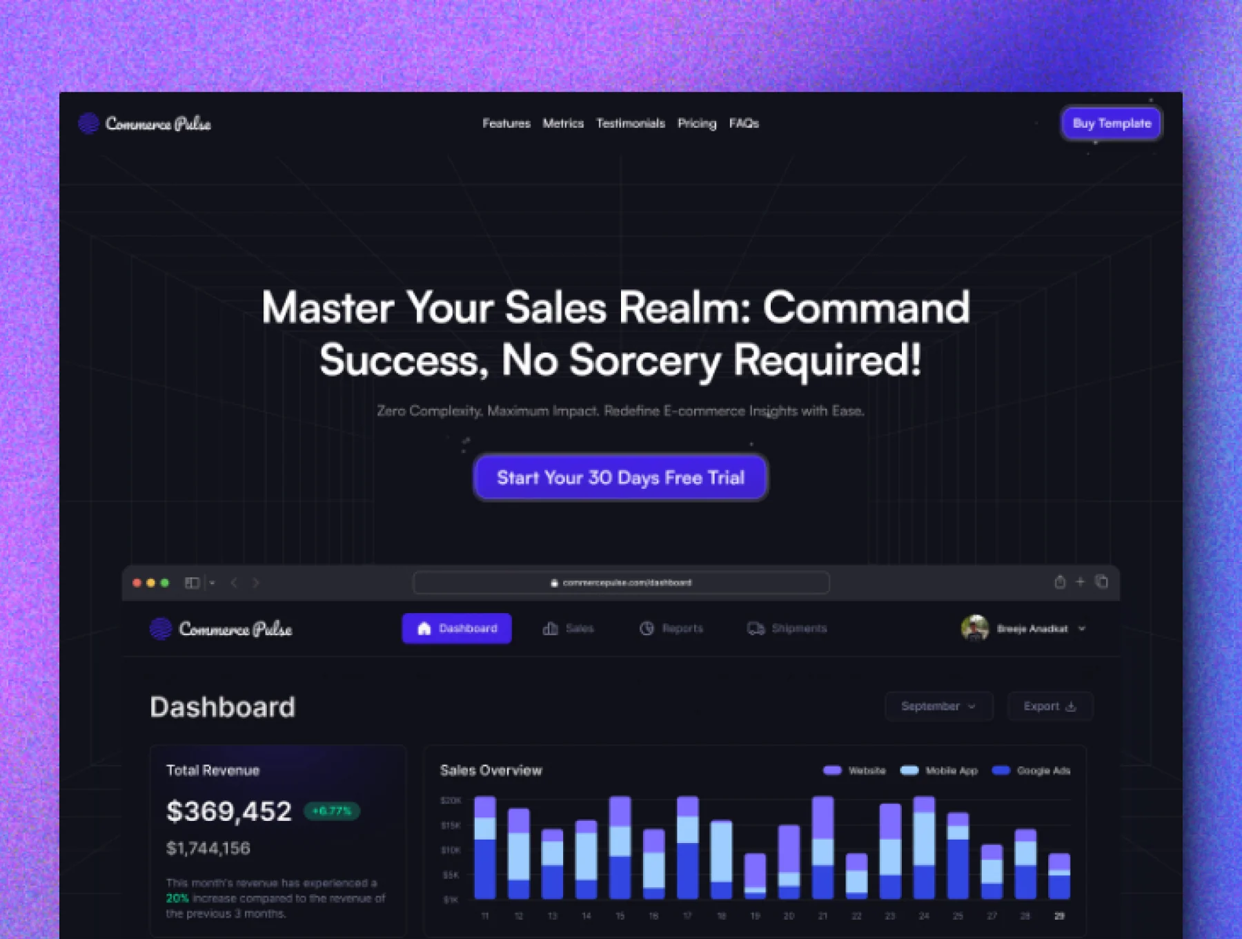 Commerce Pulse - SaaS Framer Template