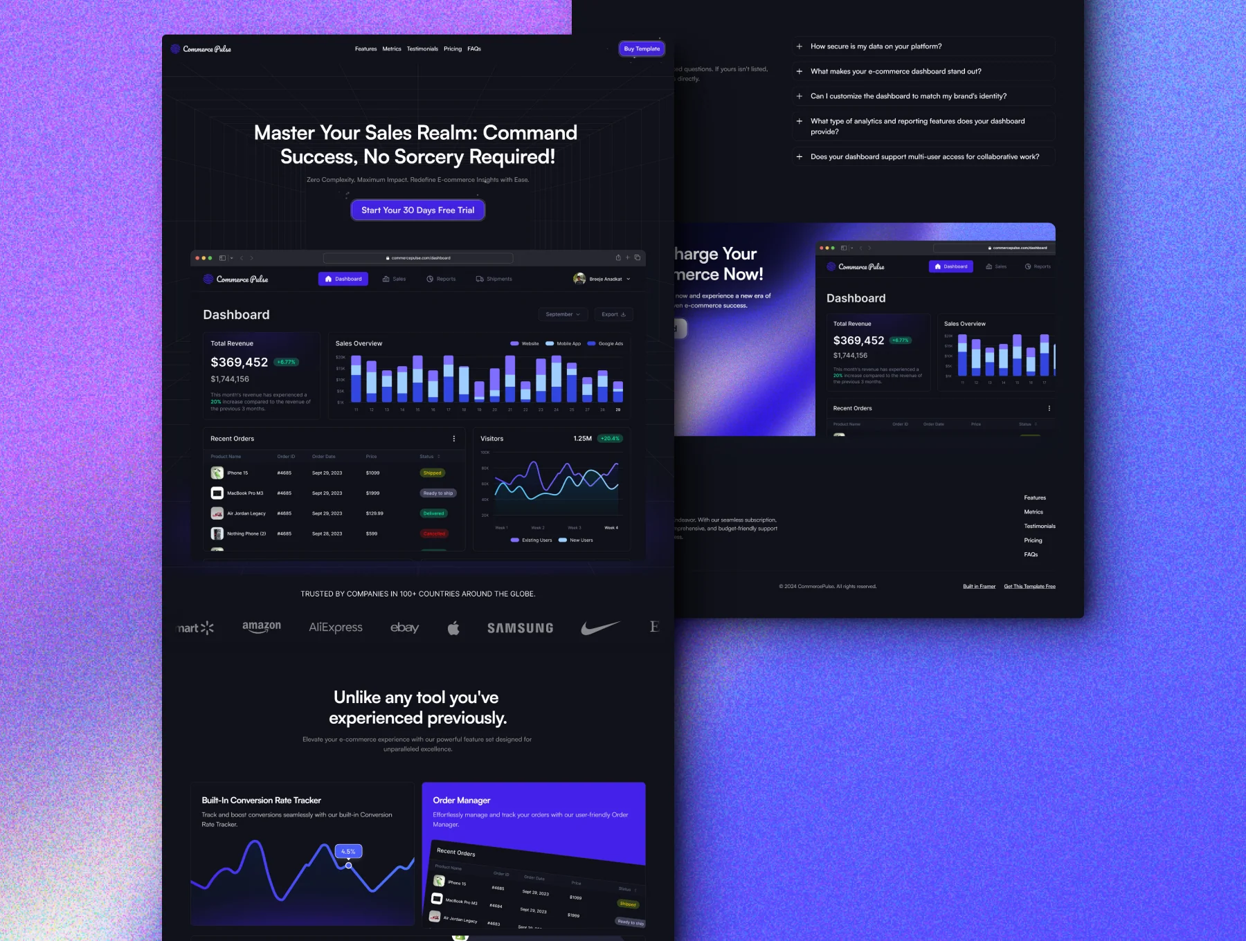 Commerce Pulse - SaaS Framer Template 3