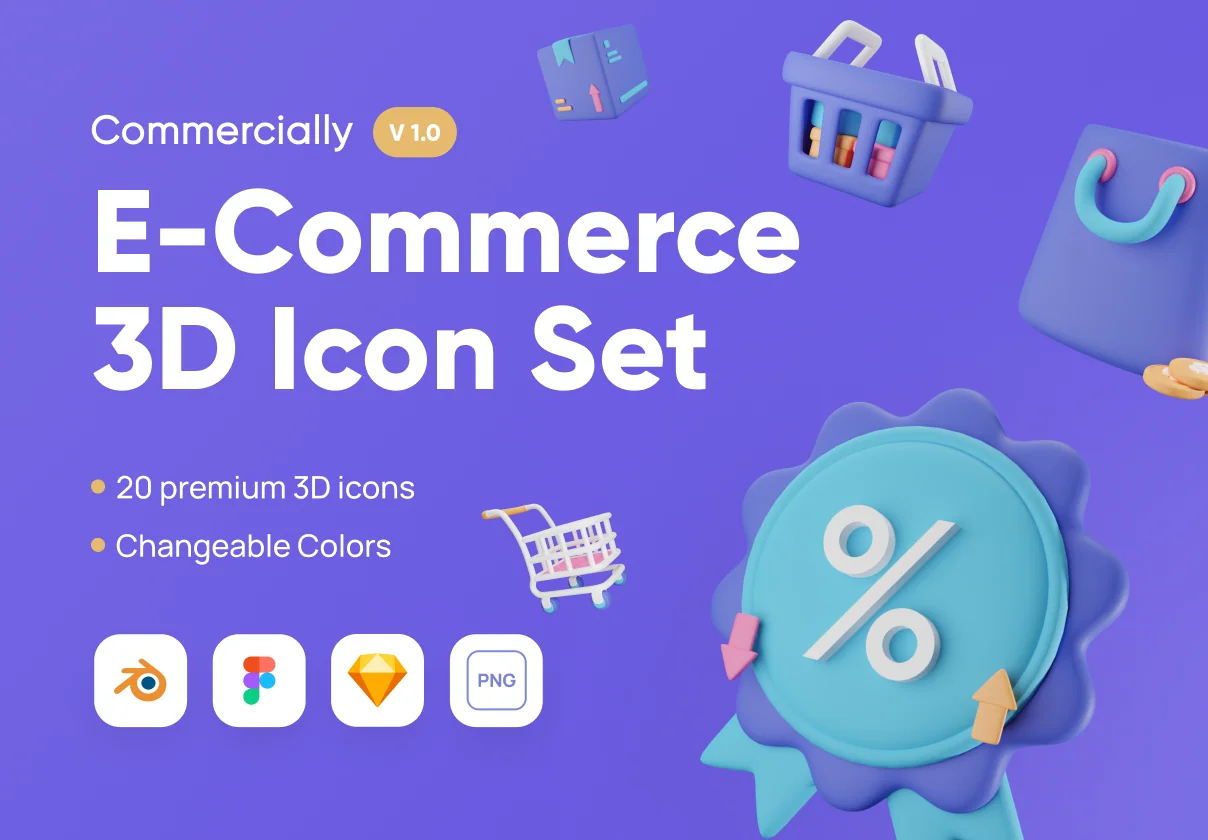 Commercially - E-Commerce 3D Icon Set