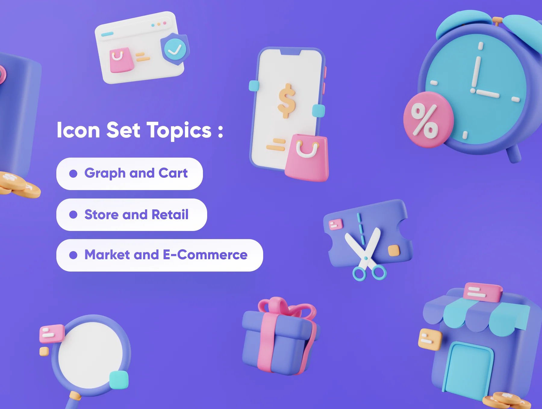 Commercially - E-Commerce 3D Icon Set 2