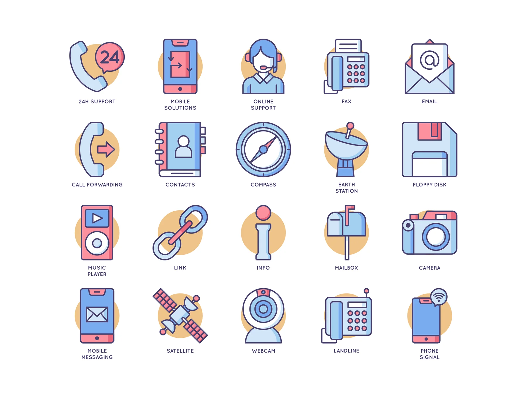70 Communication & Media Icons | Butterscotch Series 2