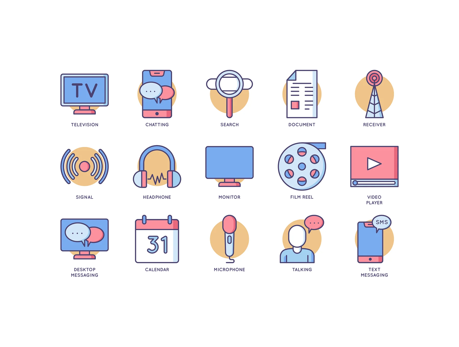 70 Communication & Media Icons | Butterscotch Series 4