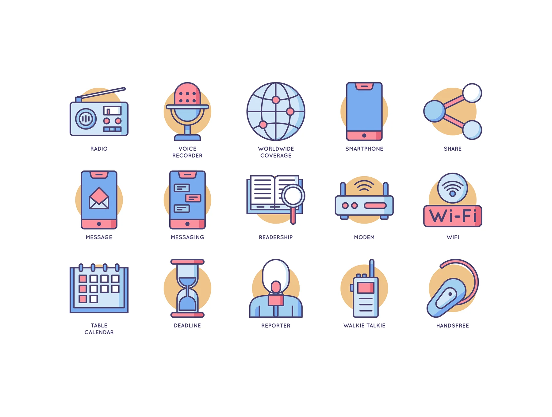 70 Communication & Media Icons | Butterscotch Series 5