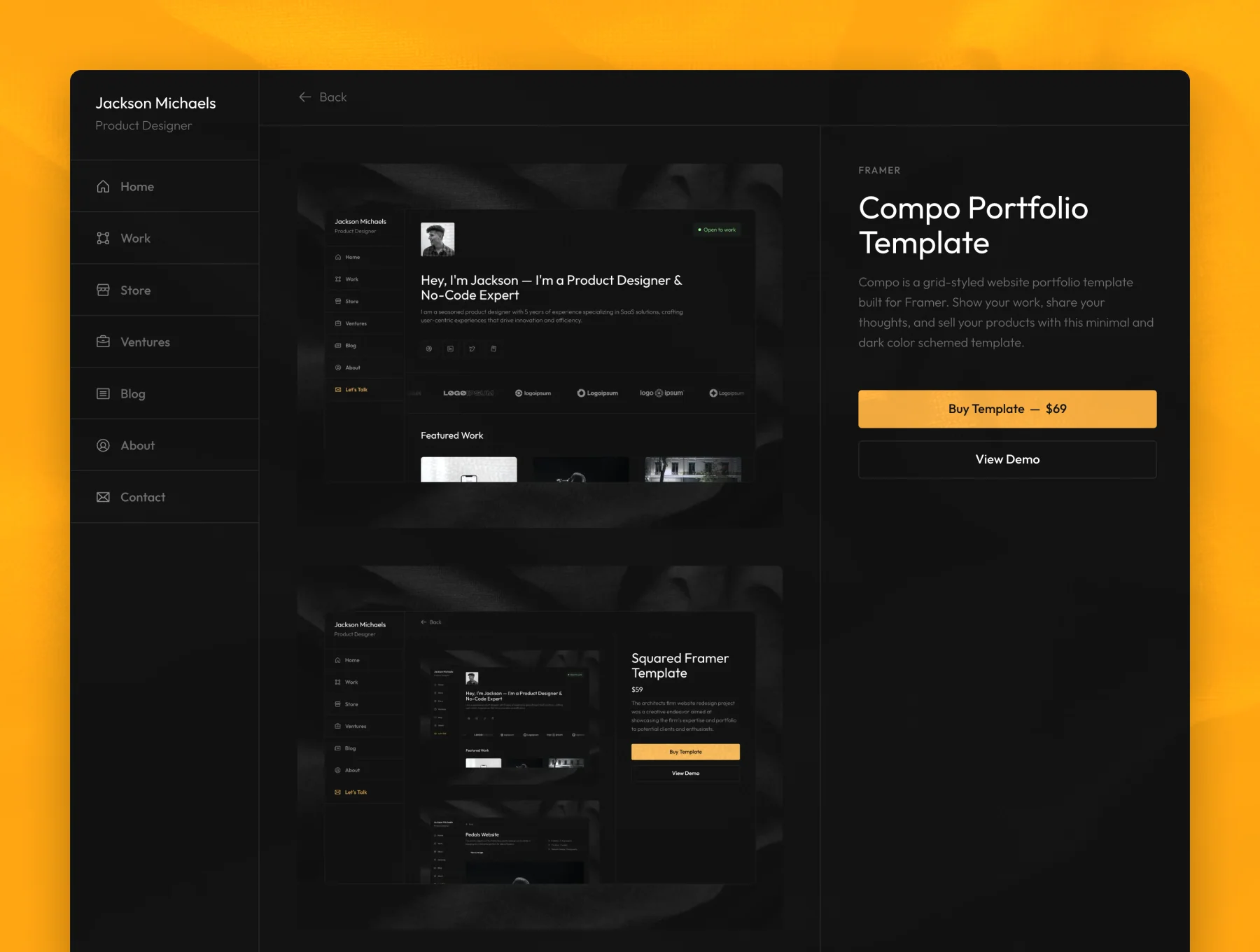 Compo Framer Portfolio Template 2
