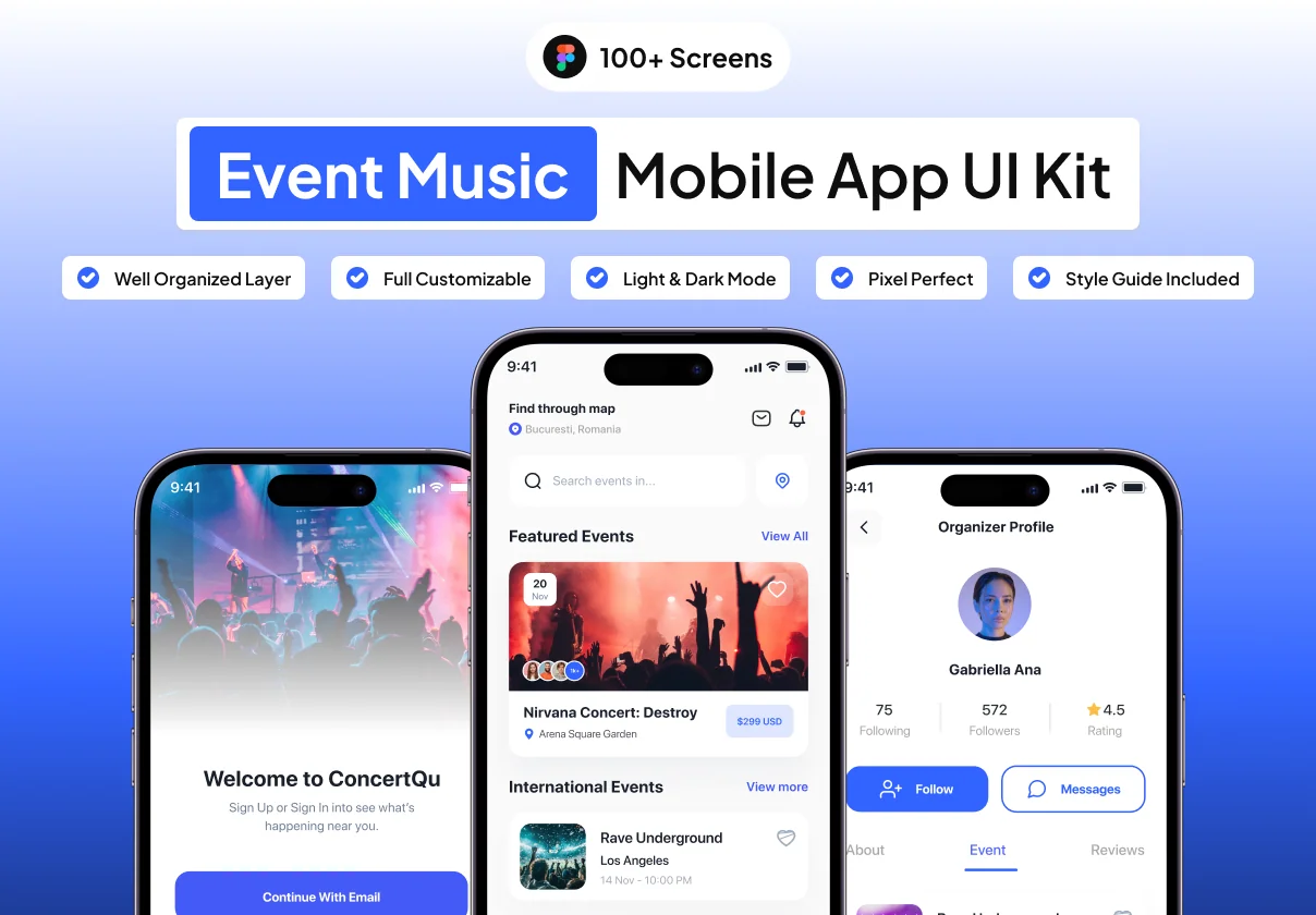 ConcertQu - Event Music App UI Kit