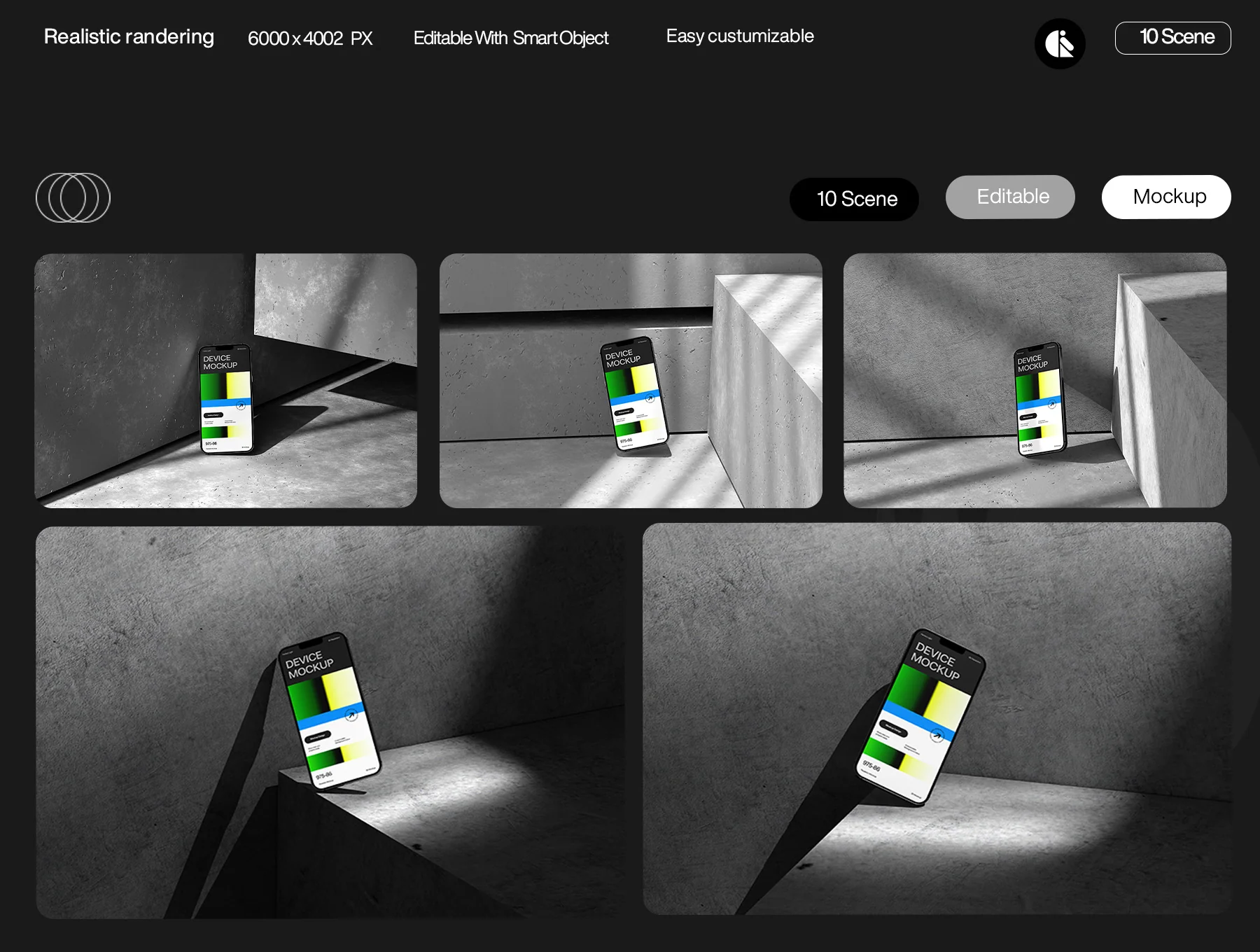 Concrete Mobile Phone Mockup with Gradient Design 2