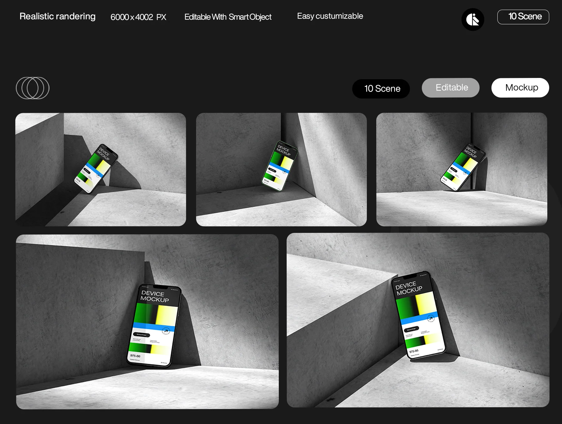 Concrete Mobile Phone Mockup with Gradient Design 3