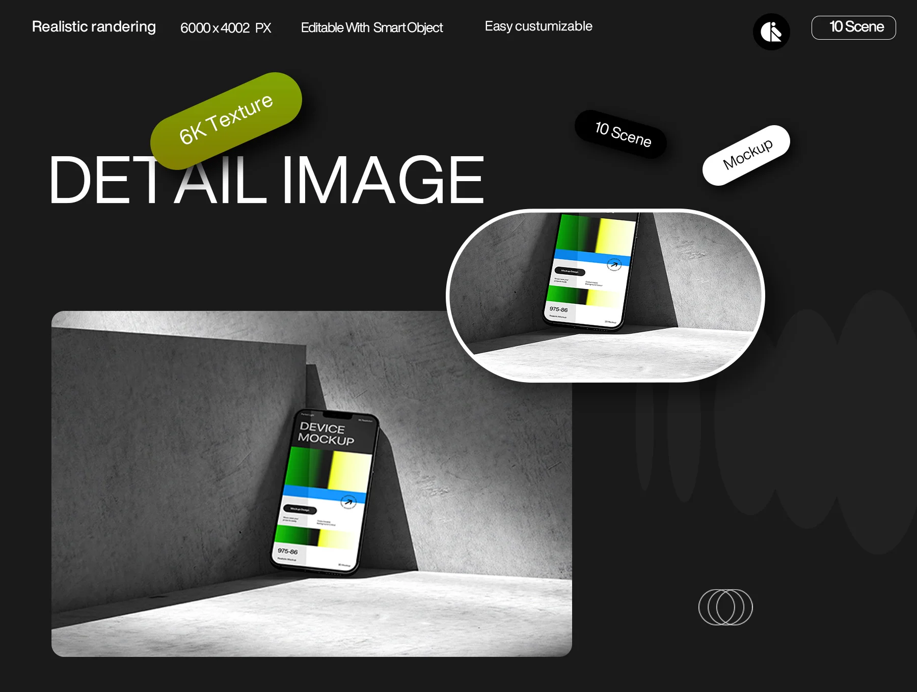 Concrete Mobile Phone Mockup with Gradient Design 5