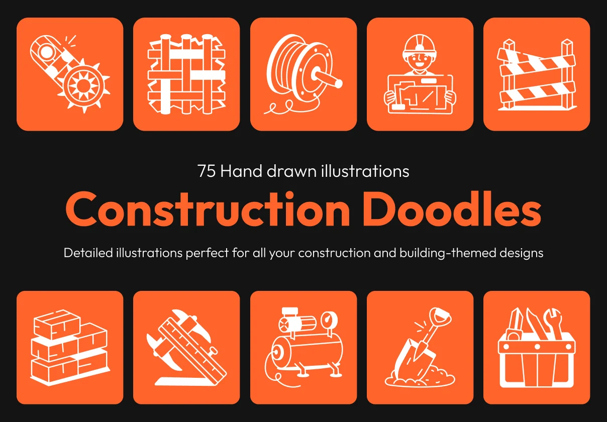 Construction Drawings Illustration Set