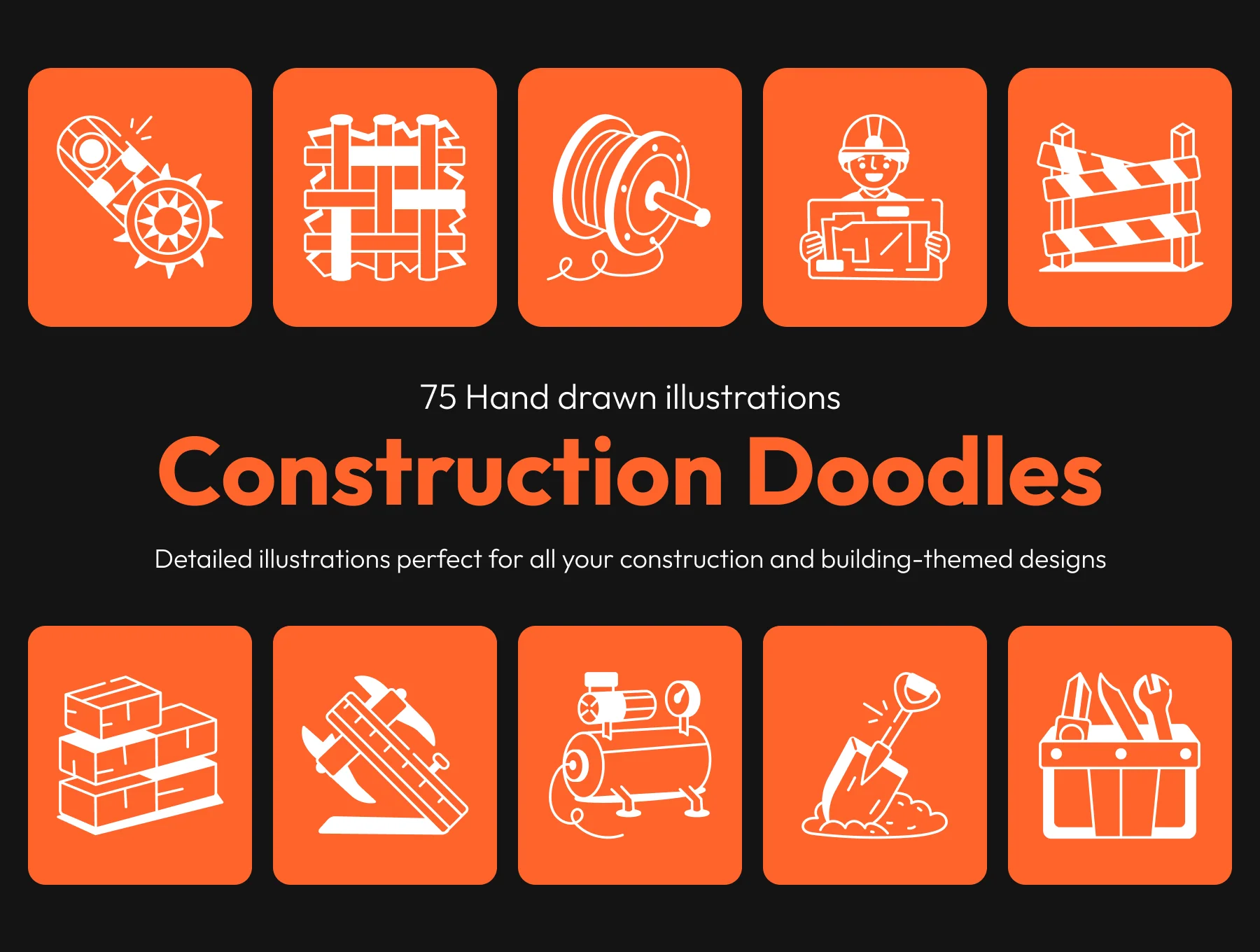 Construction Drawings Illustration Set