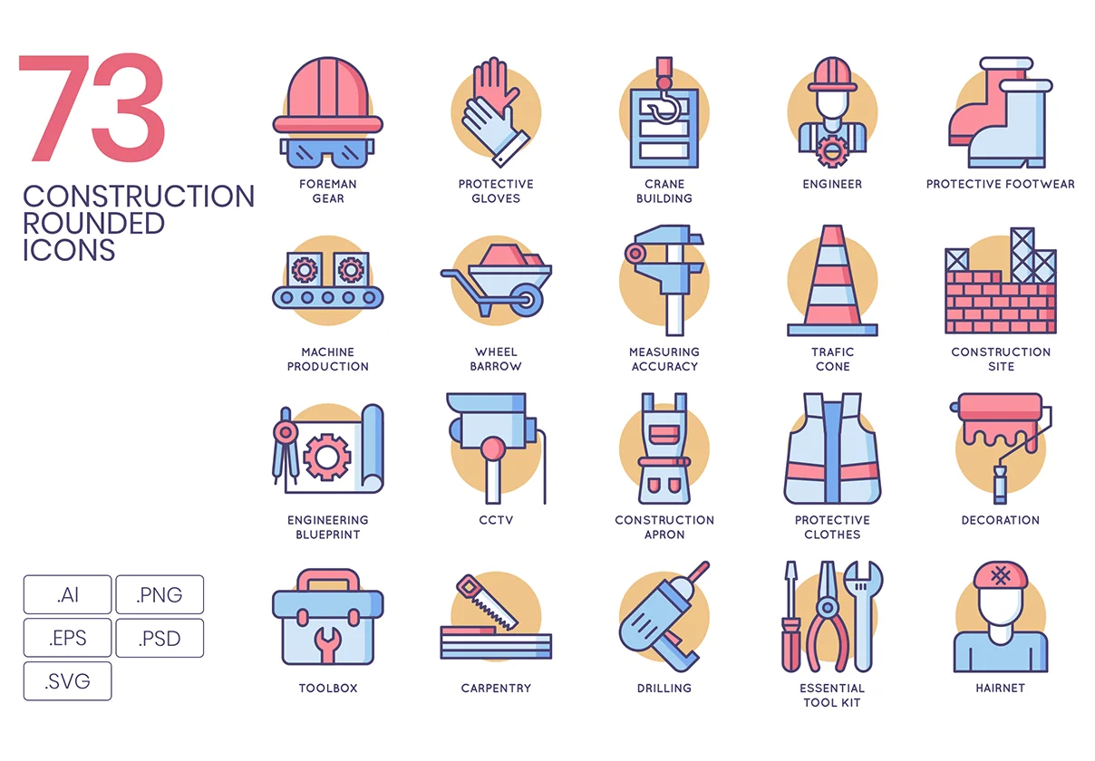 73 Construction Icons | Butterscotch Series