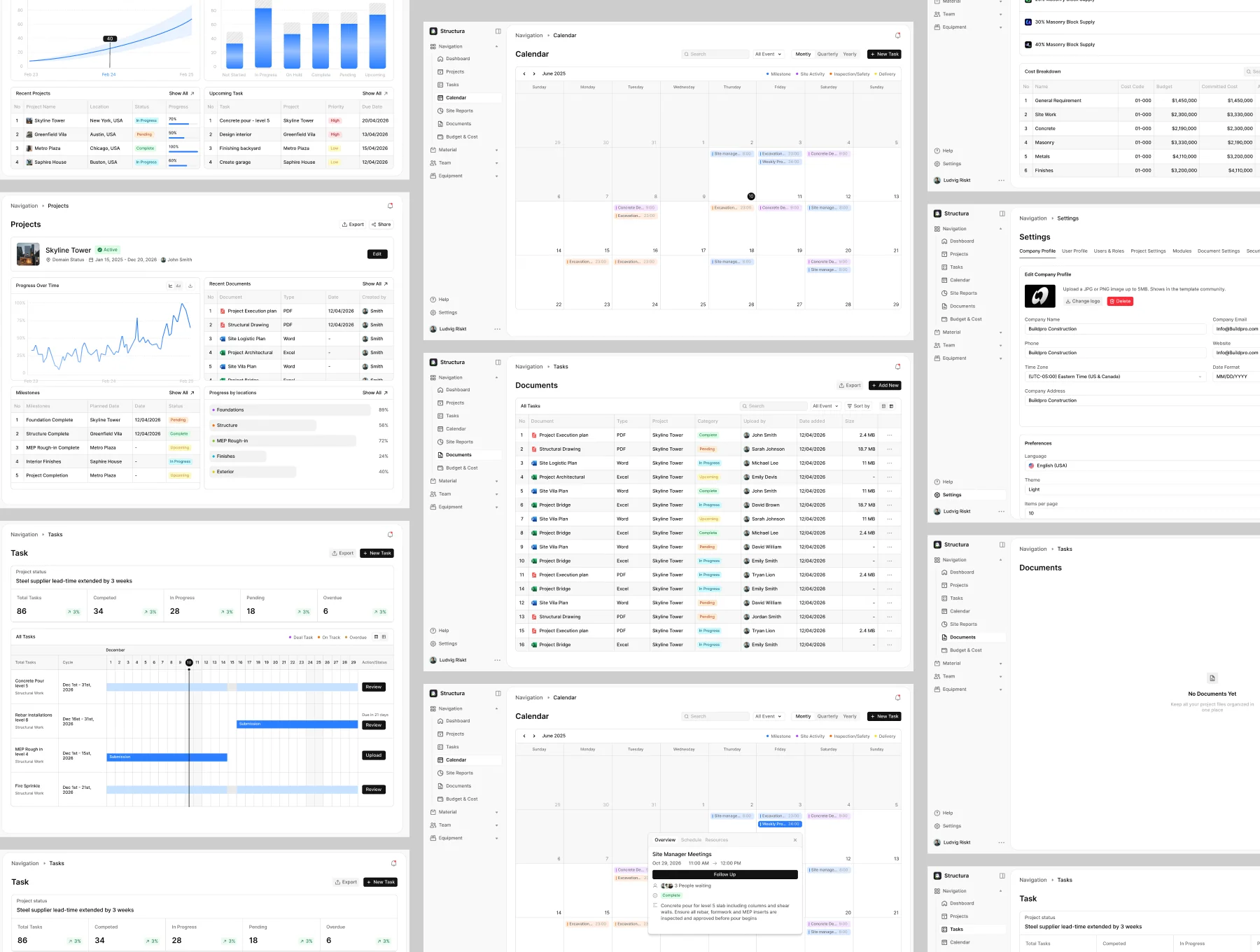 Construction Project Management Dashboard UI Kit - Structura 2