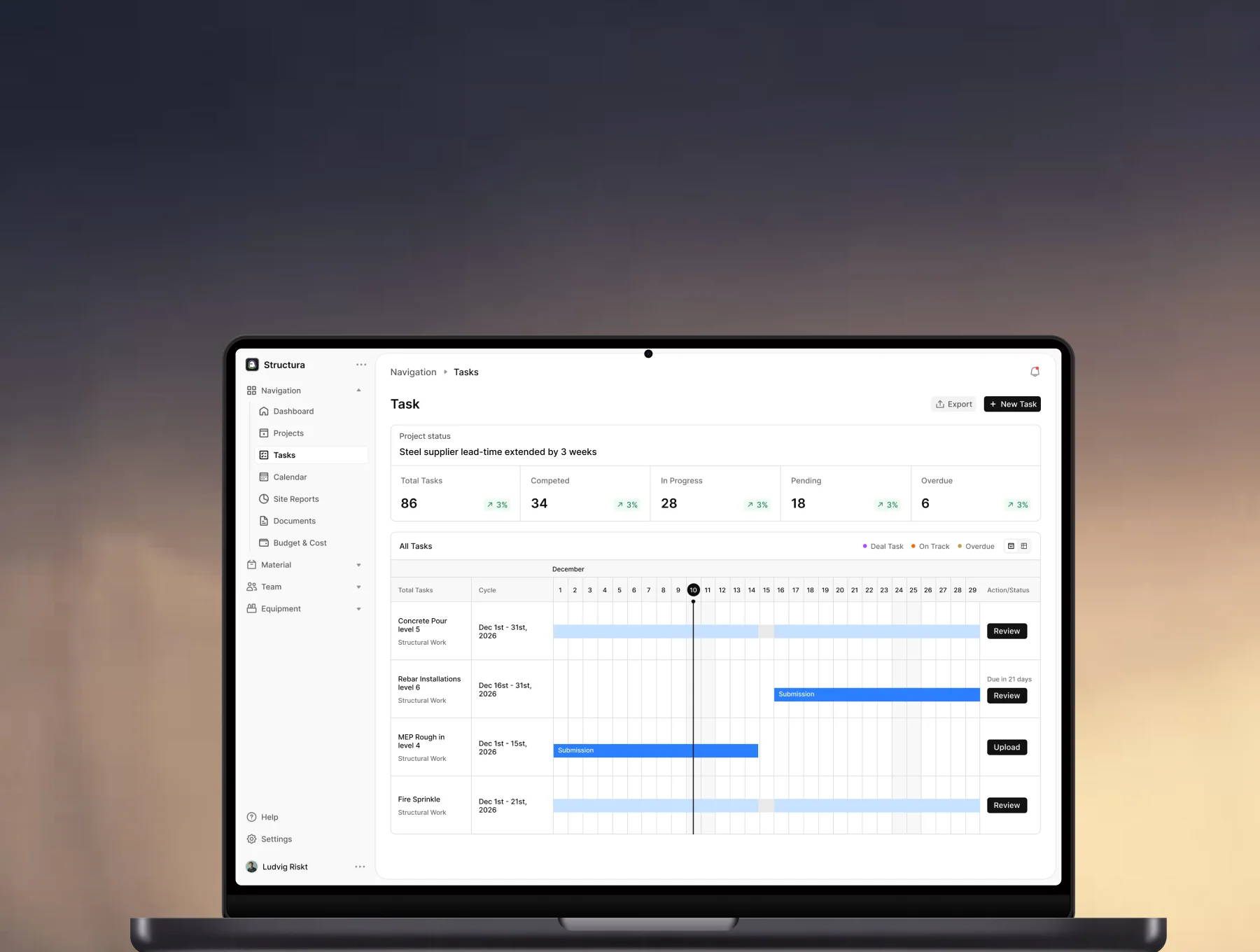 Construction Project Management Dashboard UI Kit - Structura 4