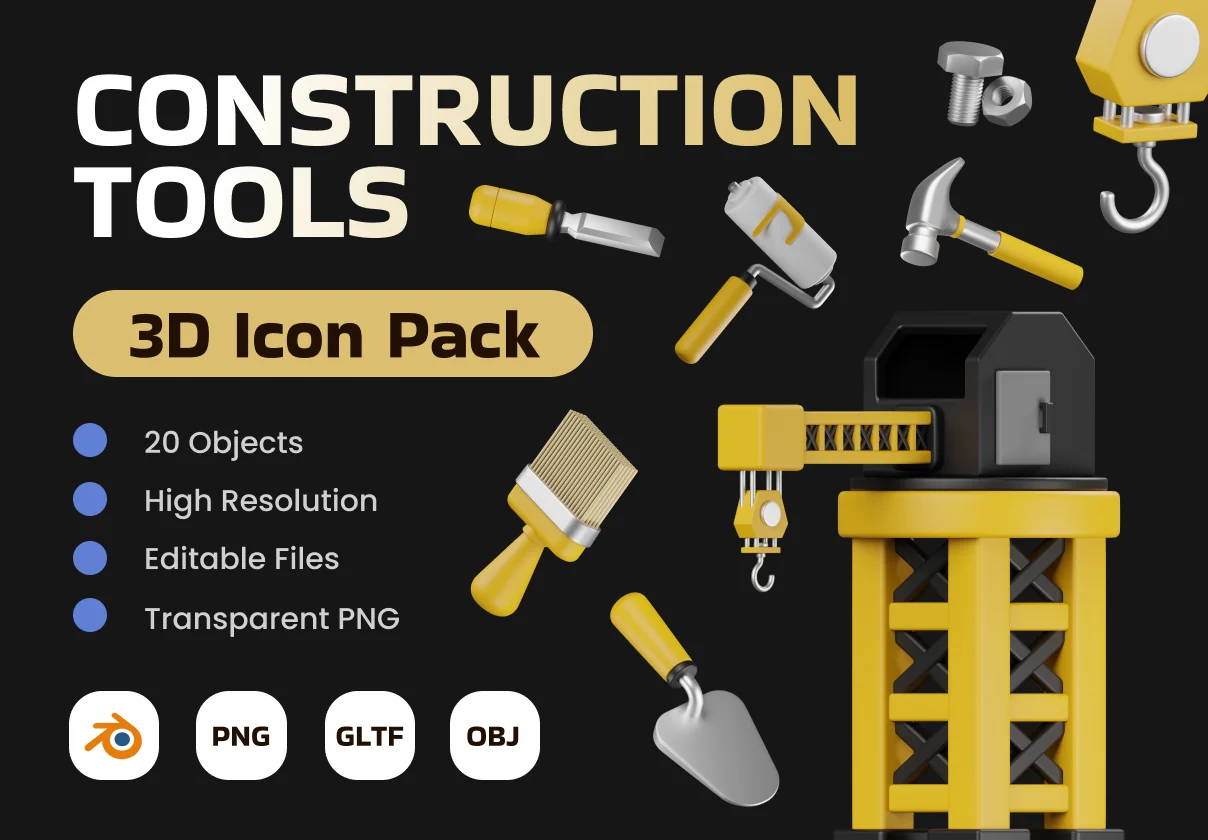 Construction Tool 3D Icon Pack
