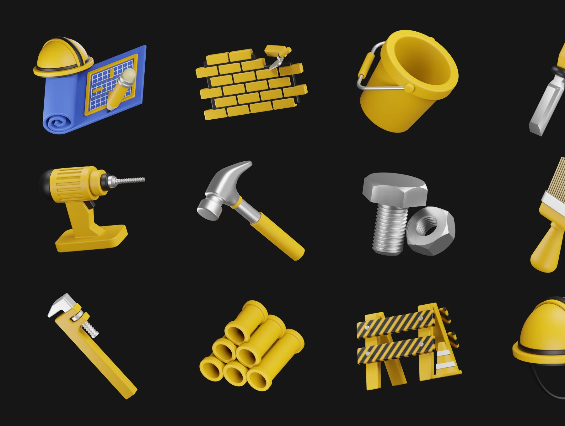 Construction Tool 3D Icon Pack 5