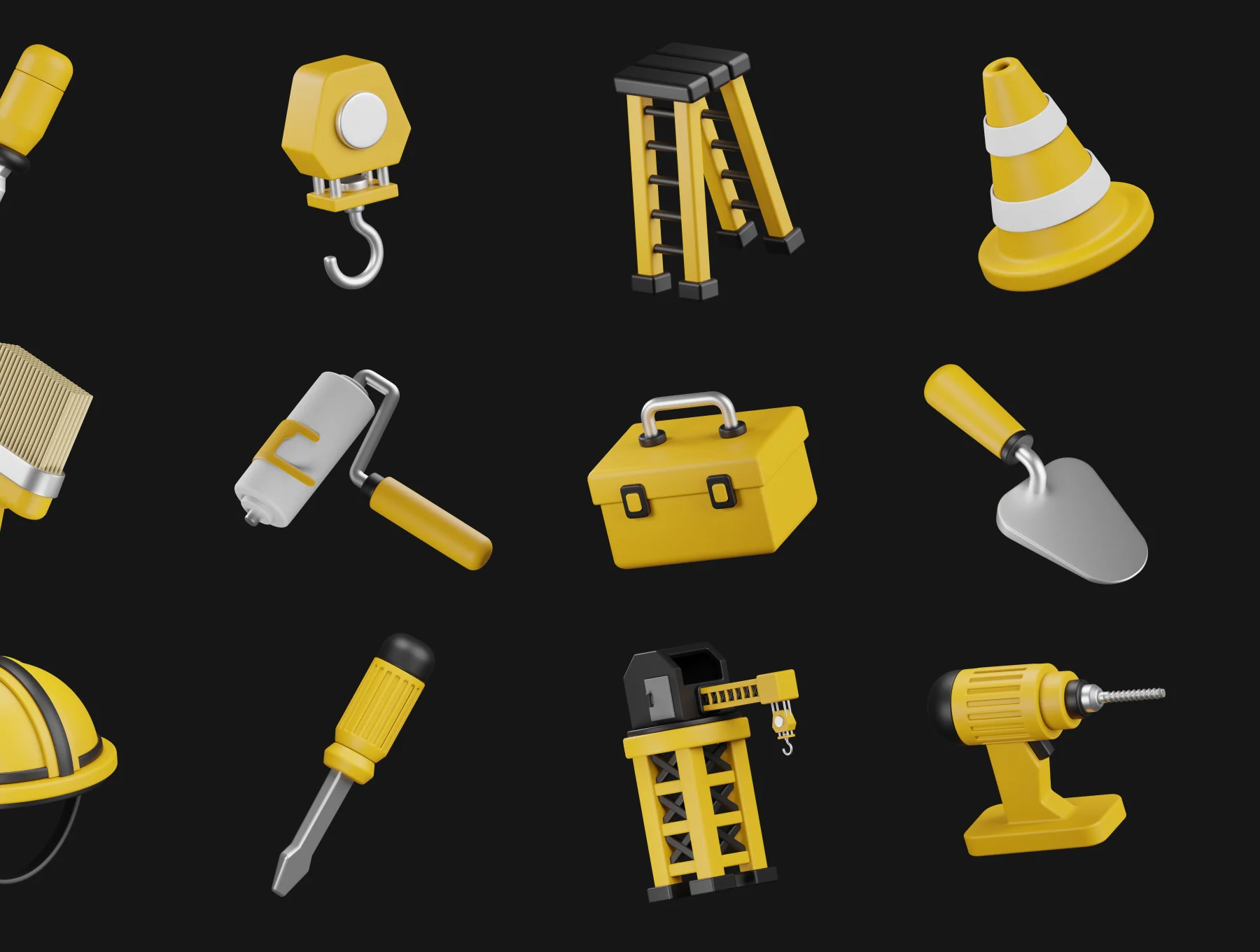 Construction Tool 3D Icon Pack 6