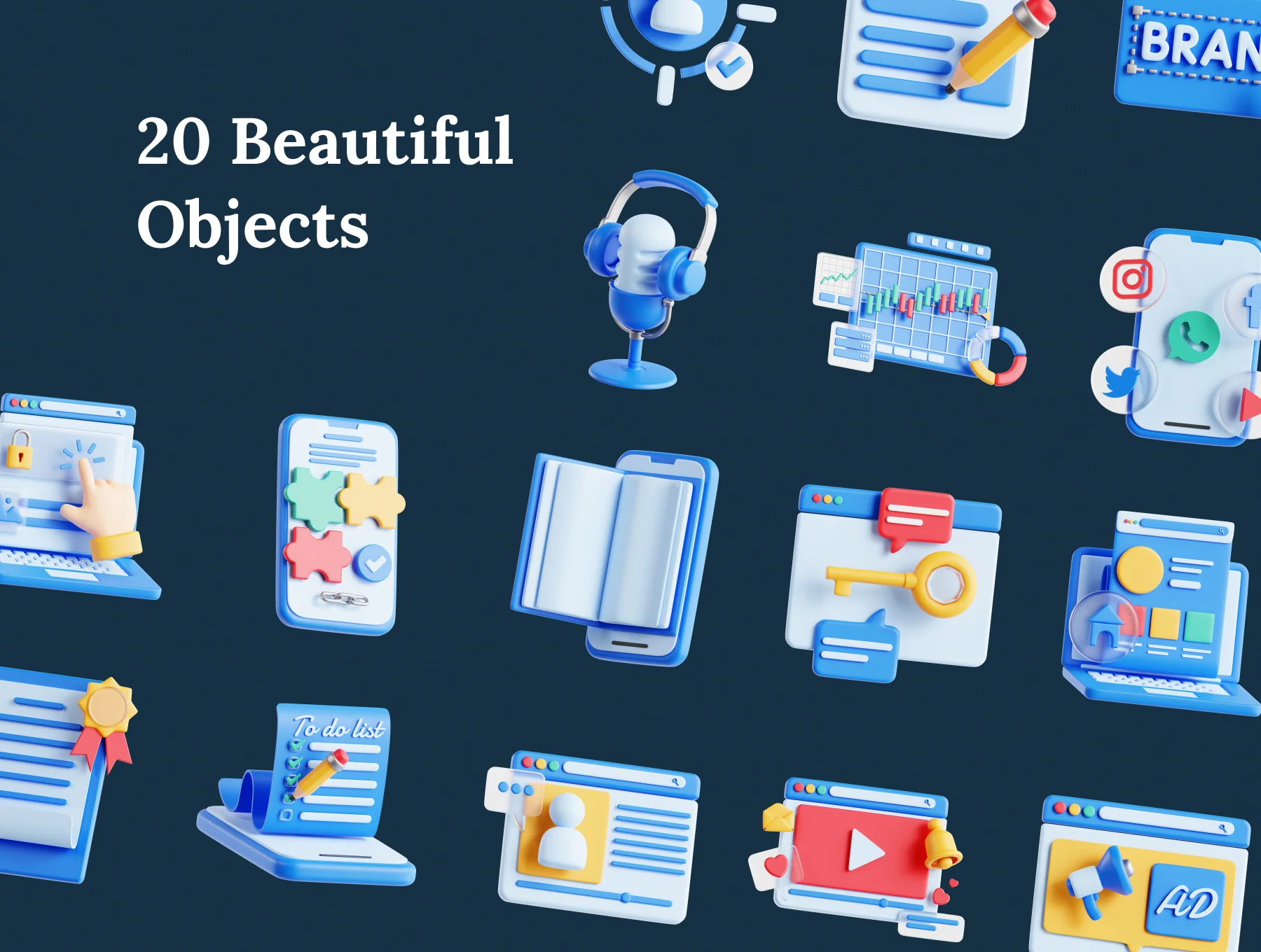 Content Marketing 3D Icon Set 6