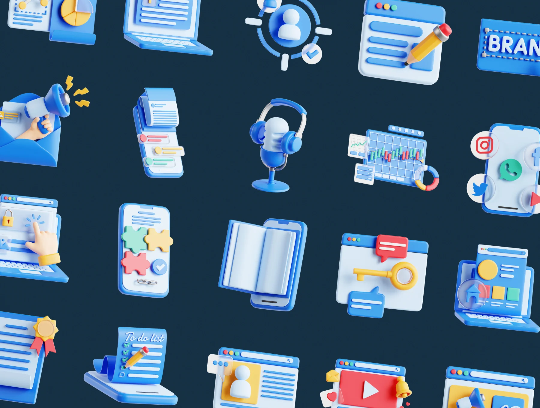 Content Marketing 3D Icon Set 7