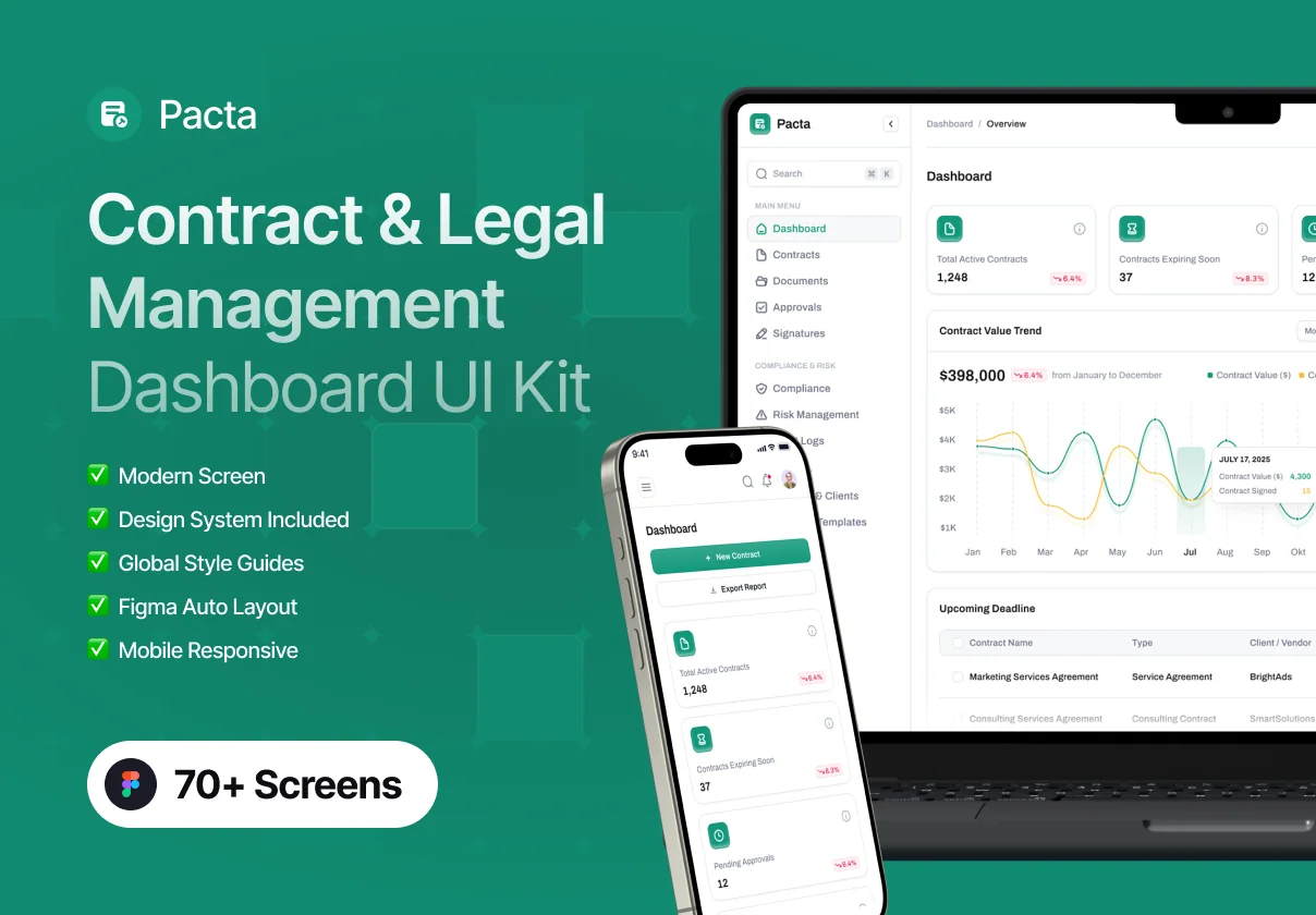 Pacta – Contract & Legal Management Dashboard UI Kit