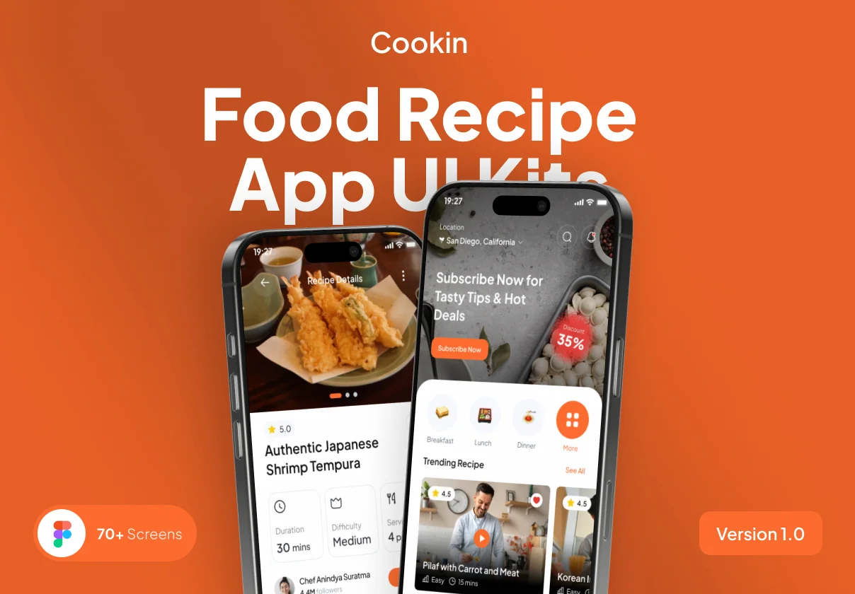 Cookin - Food Recipe App UI Kits
