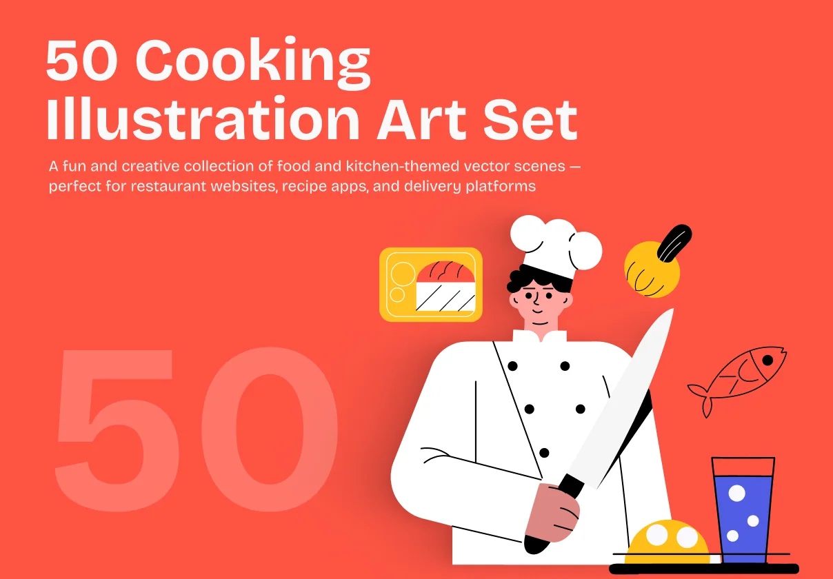 Cooking Illustration Art Set
