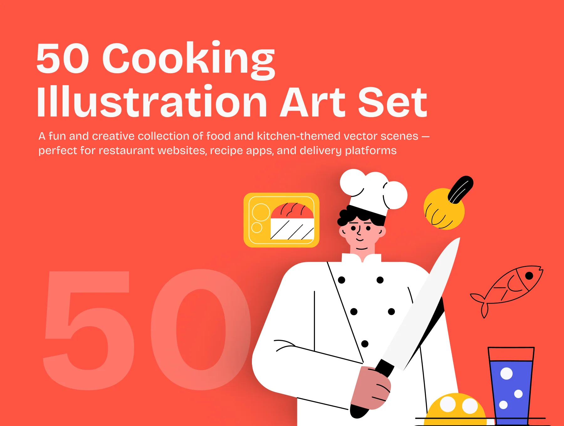 Cooking Illustration Art Set