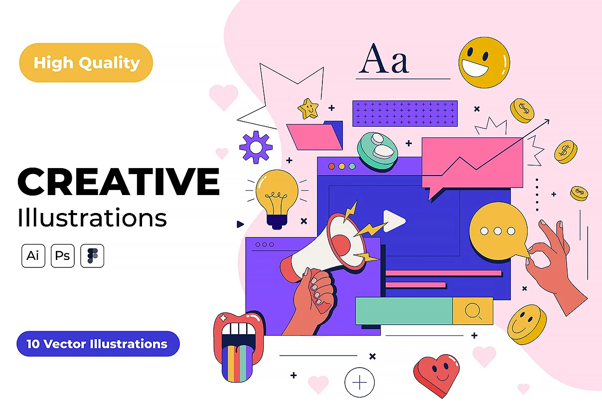 Cool Trendy UI Illustrations design