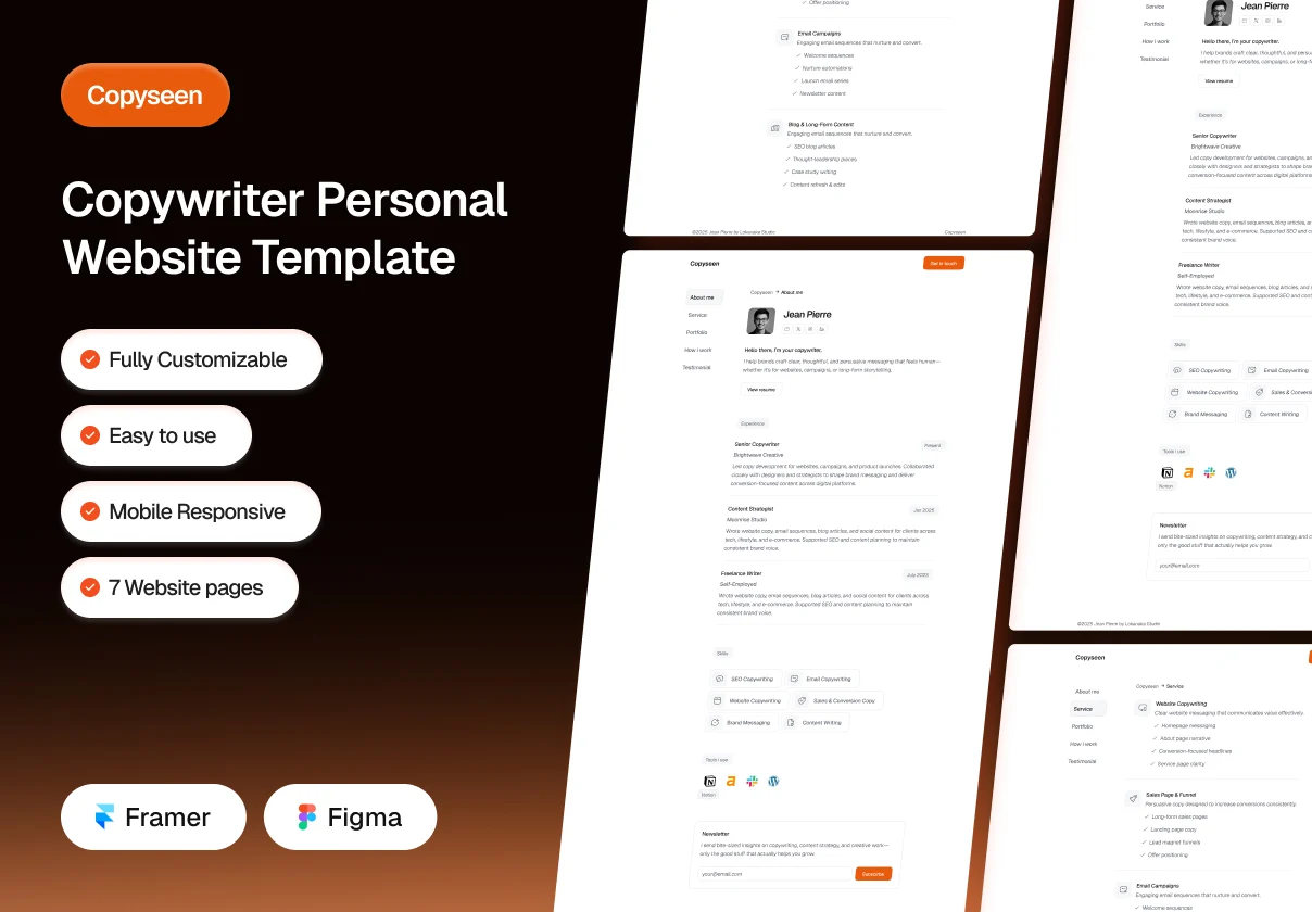 Copyseen - Copywriter Portfolio Website Template