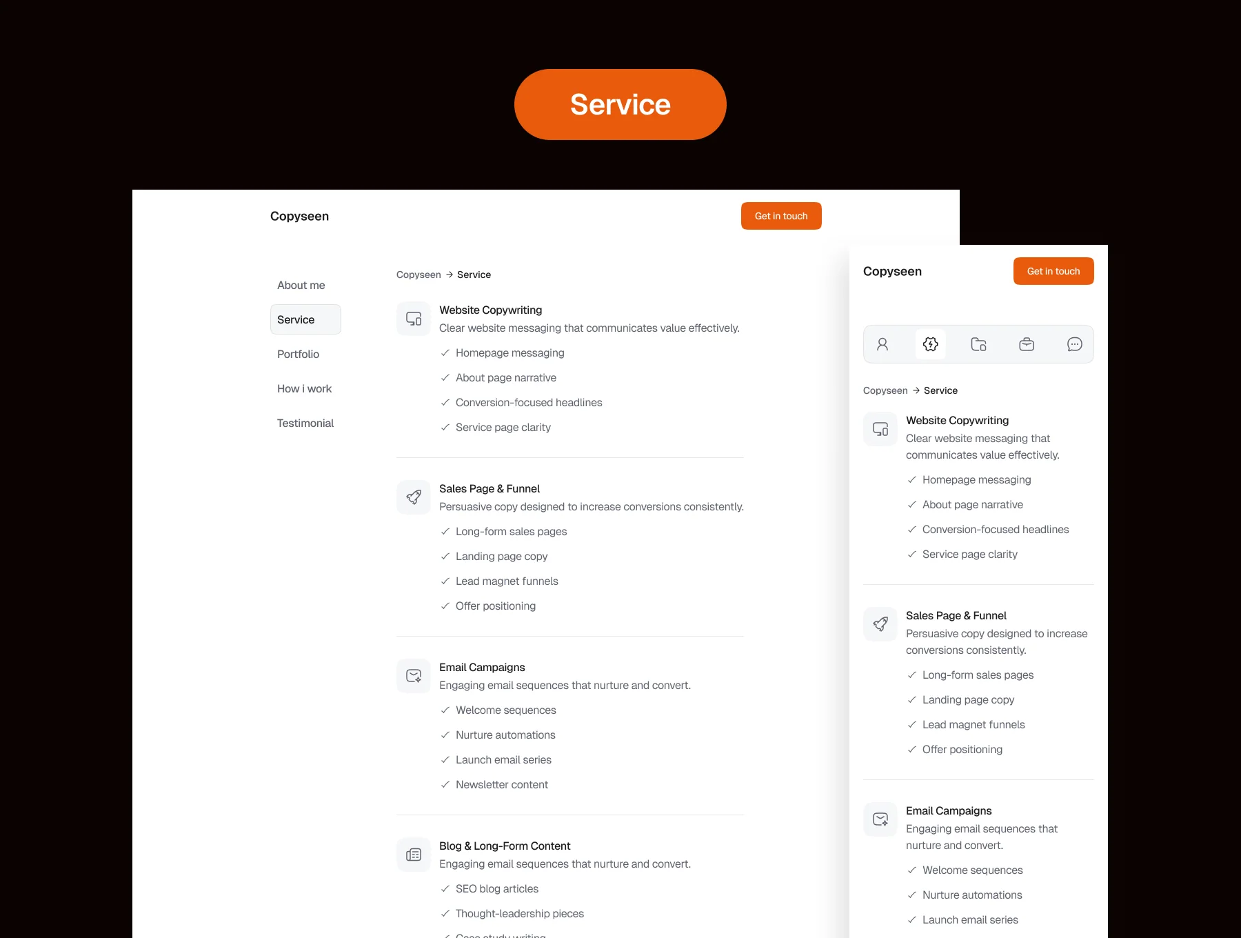 Copyseen  - Copywriter Portfolio Website Template 5
