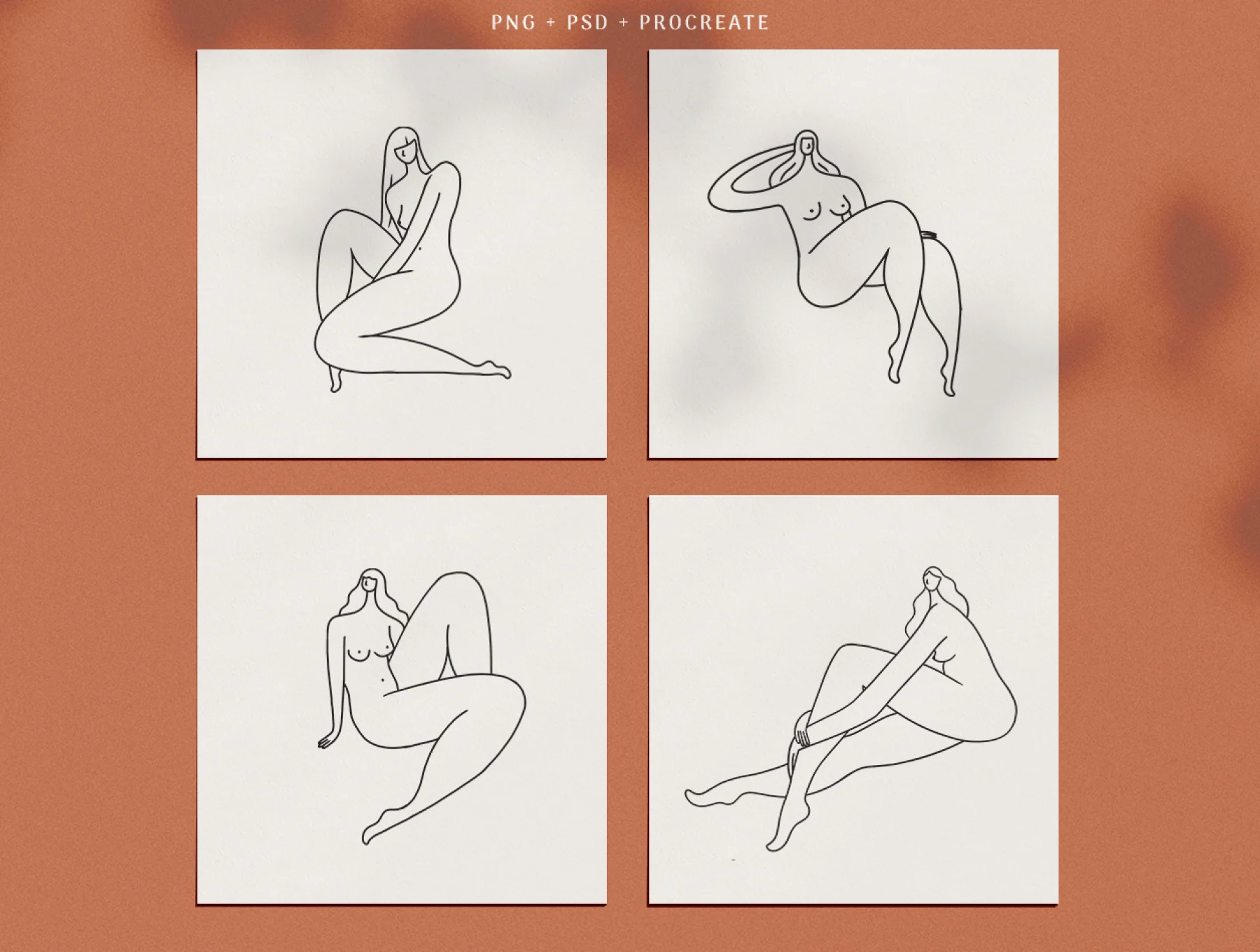 Coral Feminine Line Drawings 9