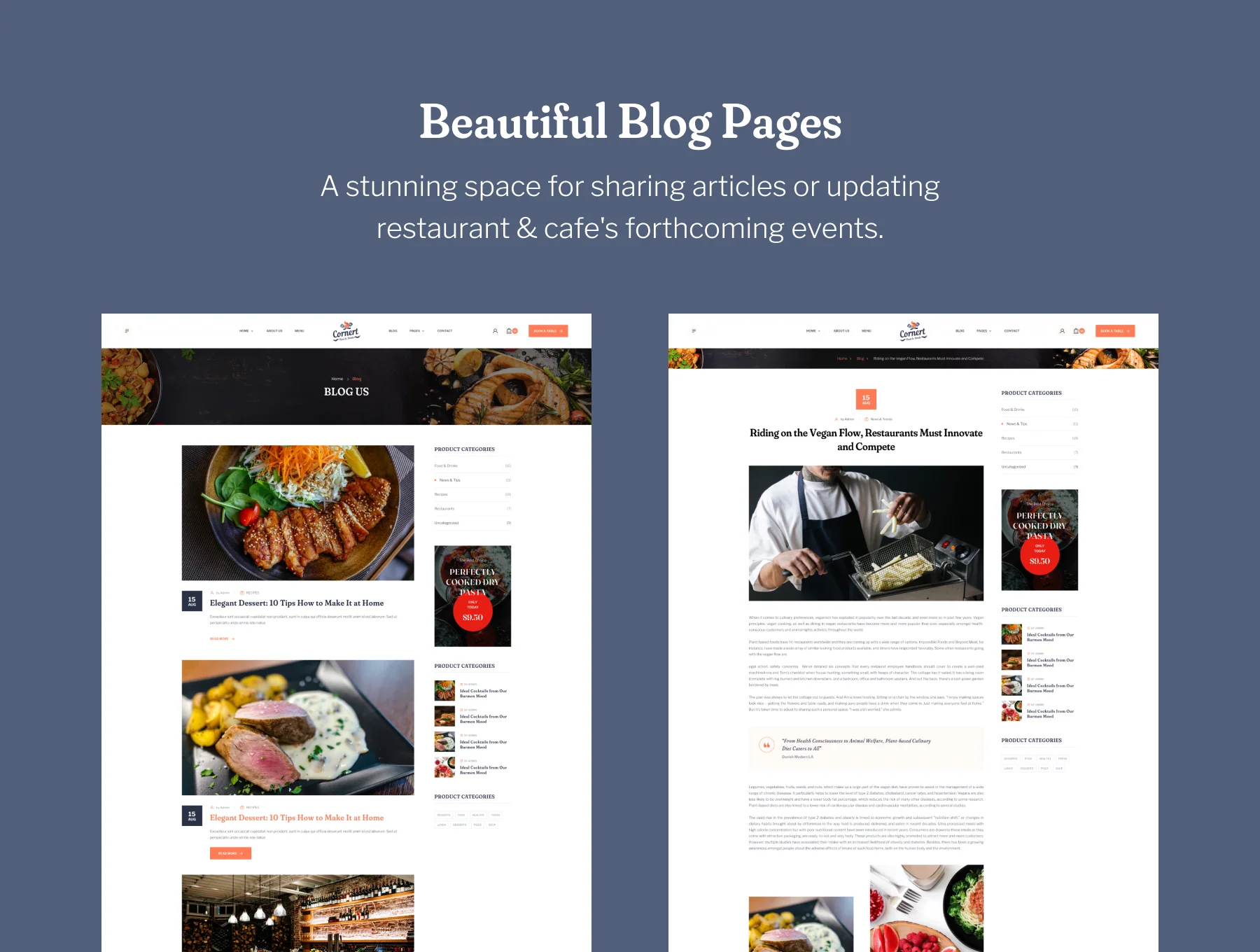 Cornert Restaurant Theme UI Kit 4